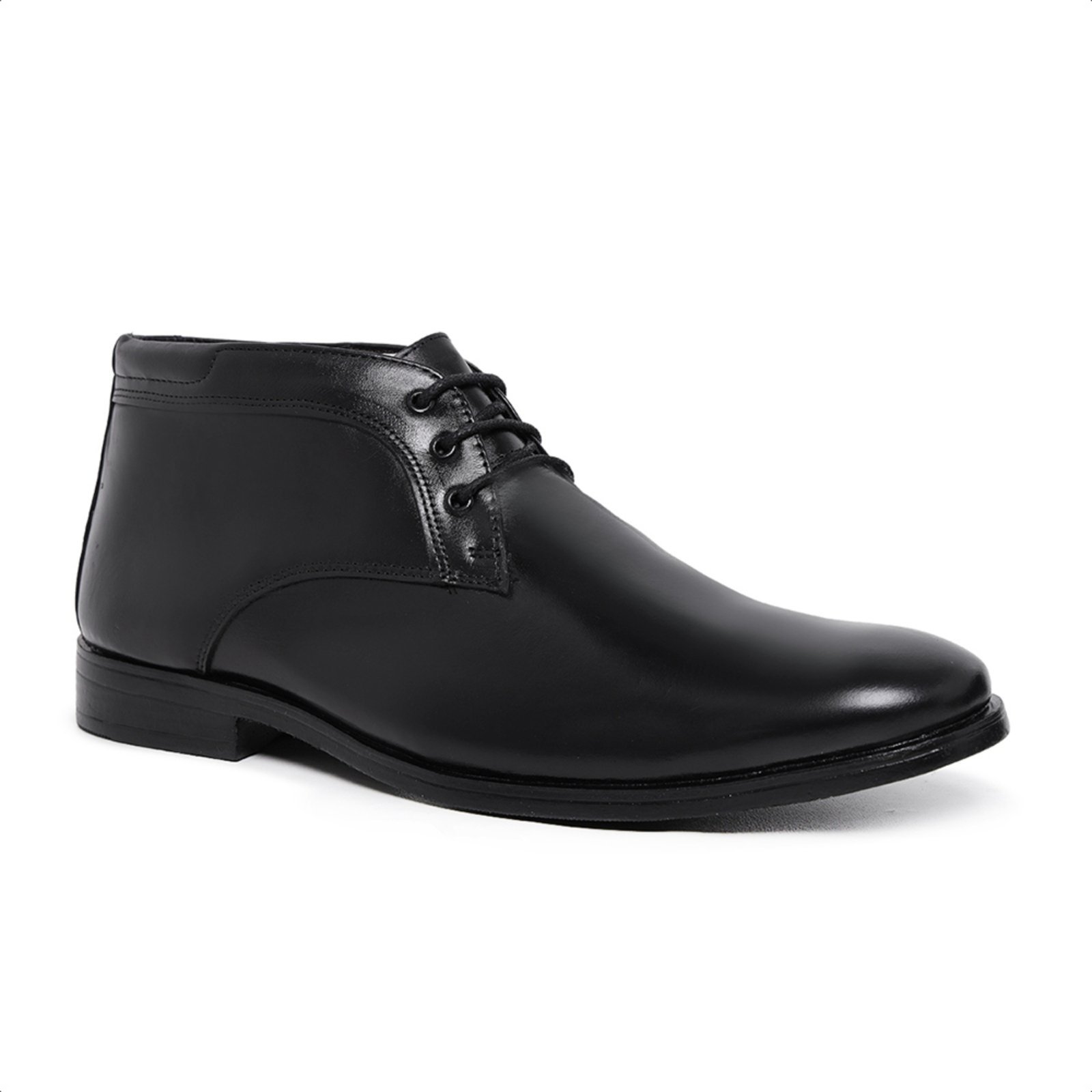 Bota Social Ankle Masculina Malbork Couro Preto Bico Fino Solado Borracha
