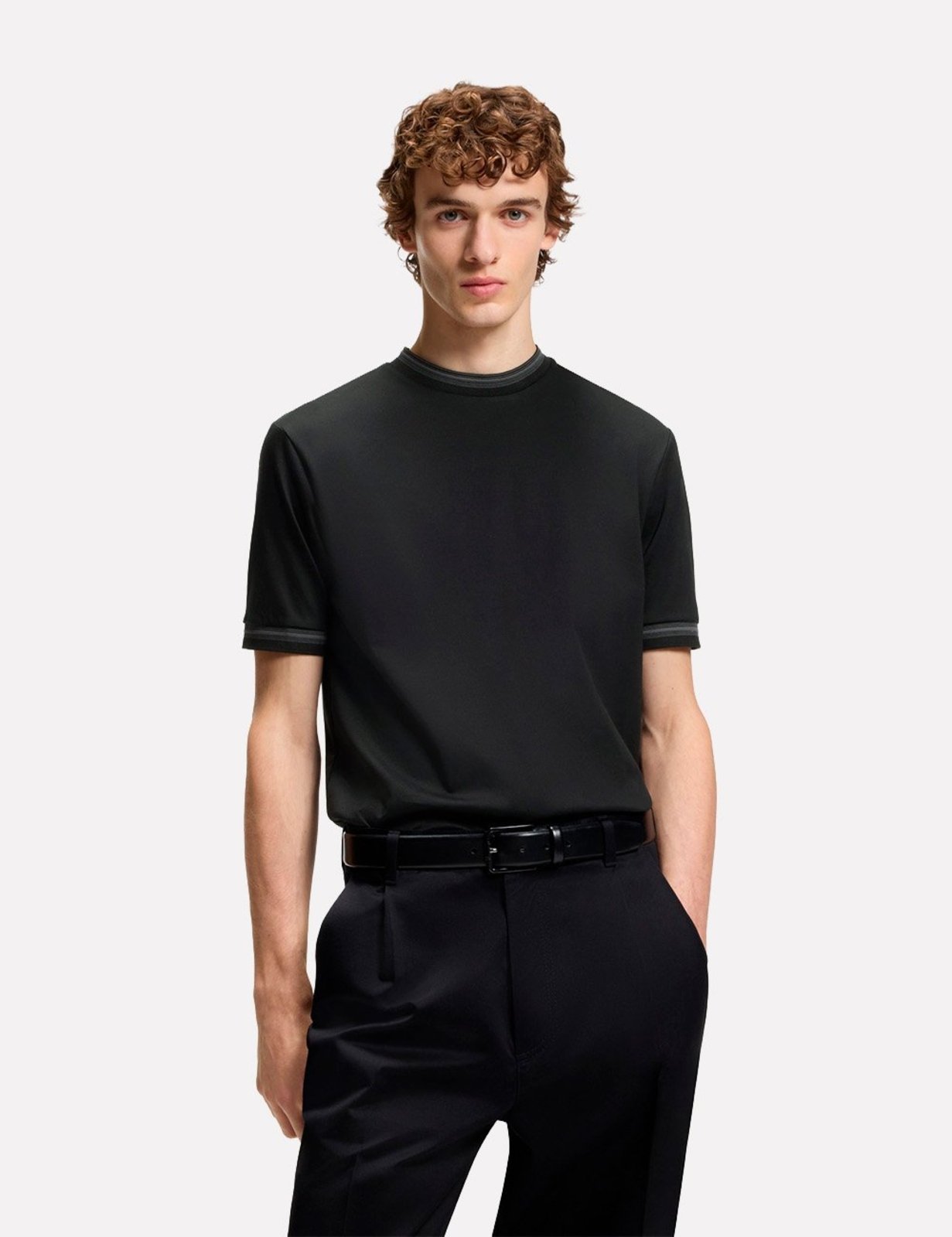 Camiseta Hugo Boss Masculina Slim Fit Mercerised H-Tessler 202 Preta