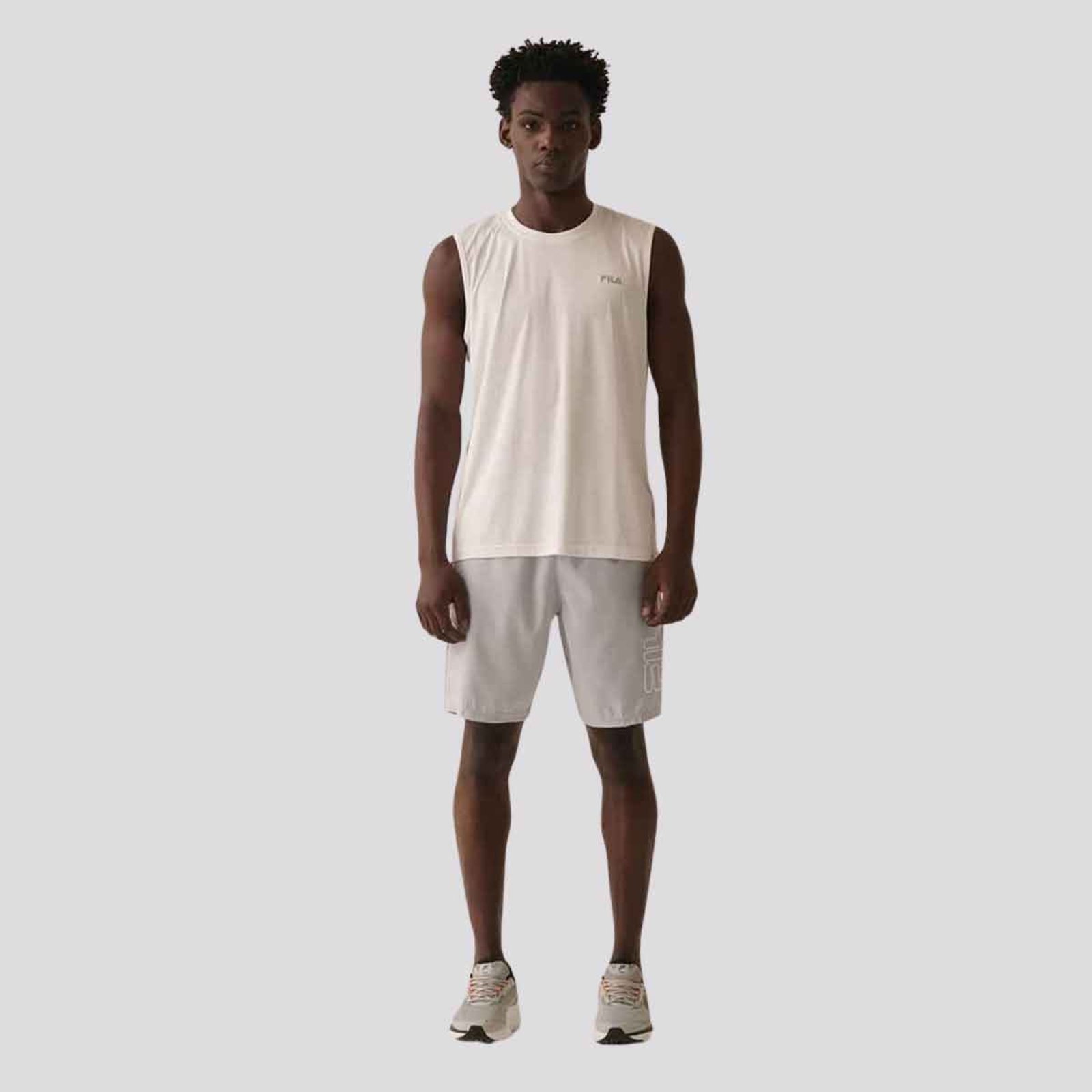 Bermuda Fila Train 7,5 Cinza Claro e Branco