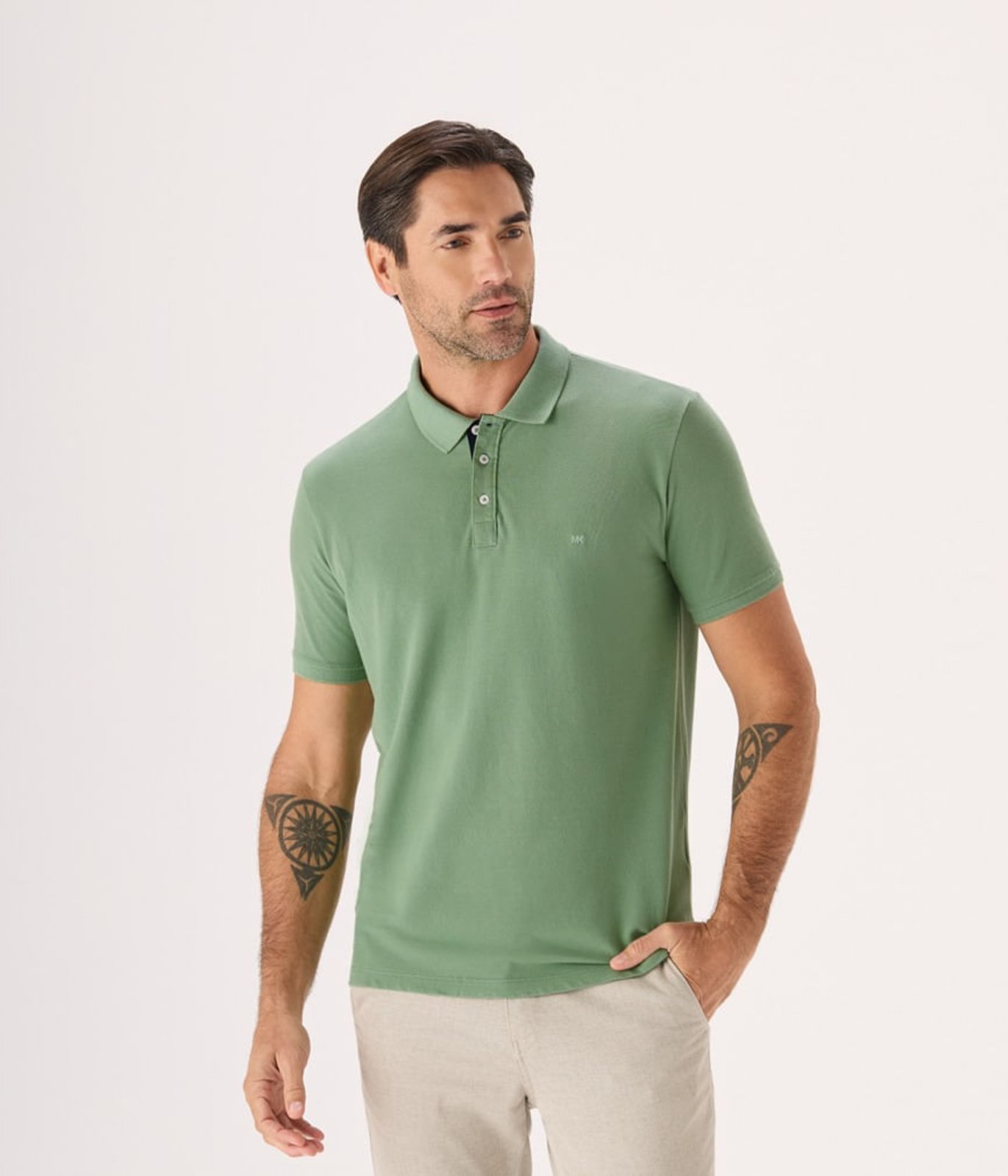 Polo Makenji Basica Manga Curta Com Contraste Masculina Vd Fresh