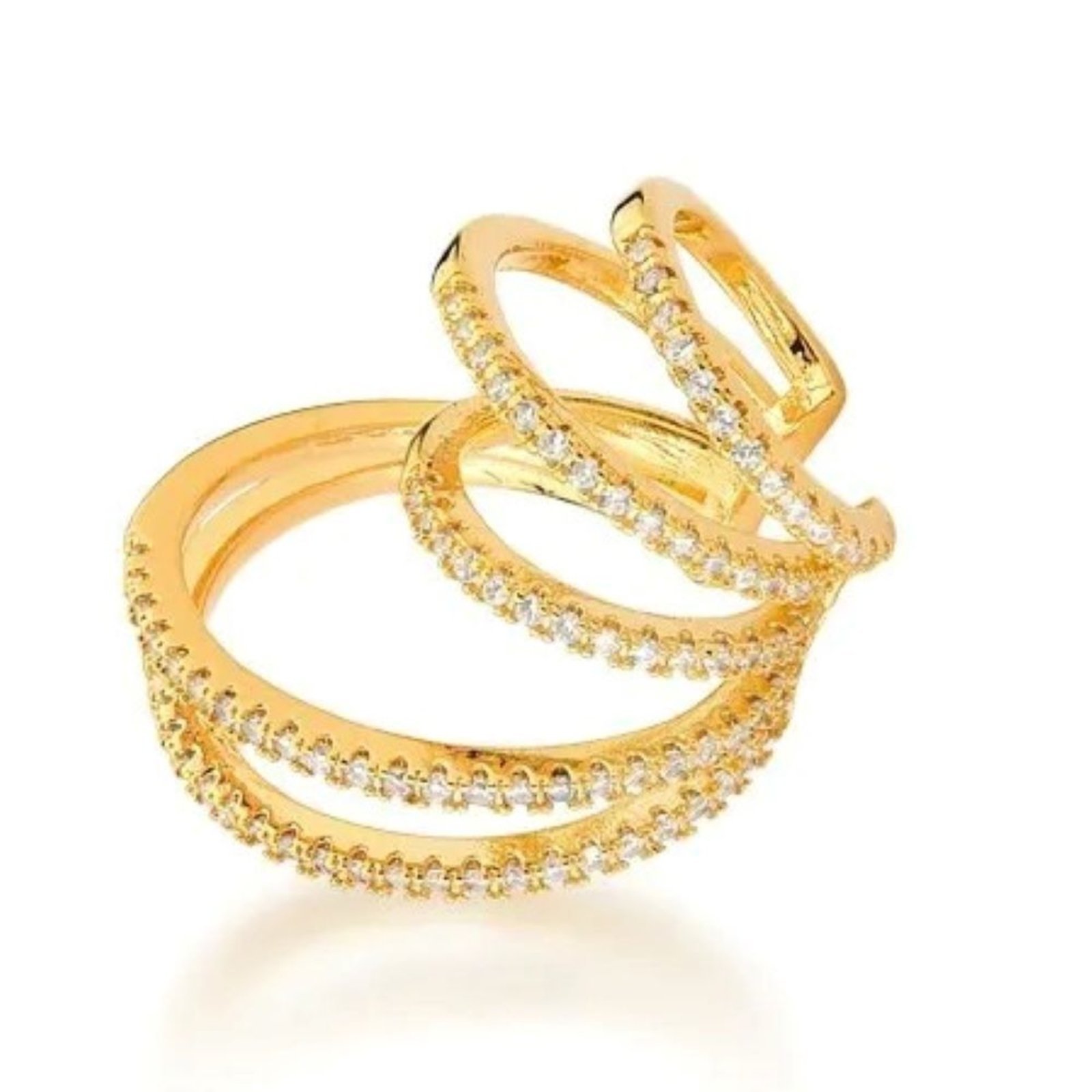 Infantil – Piercing Dourado com Argolas Cravejadas Semijoia Banhado a Ouro 18K Ania Store