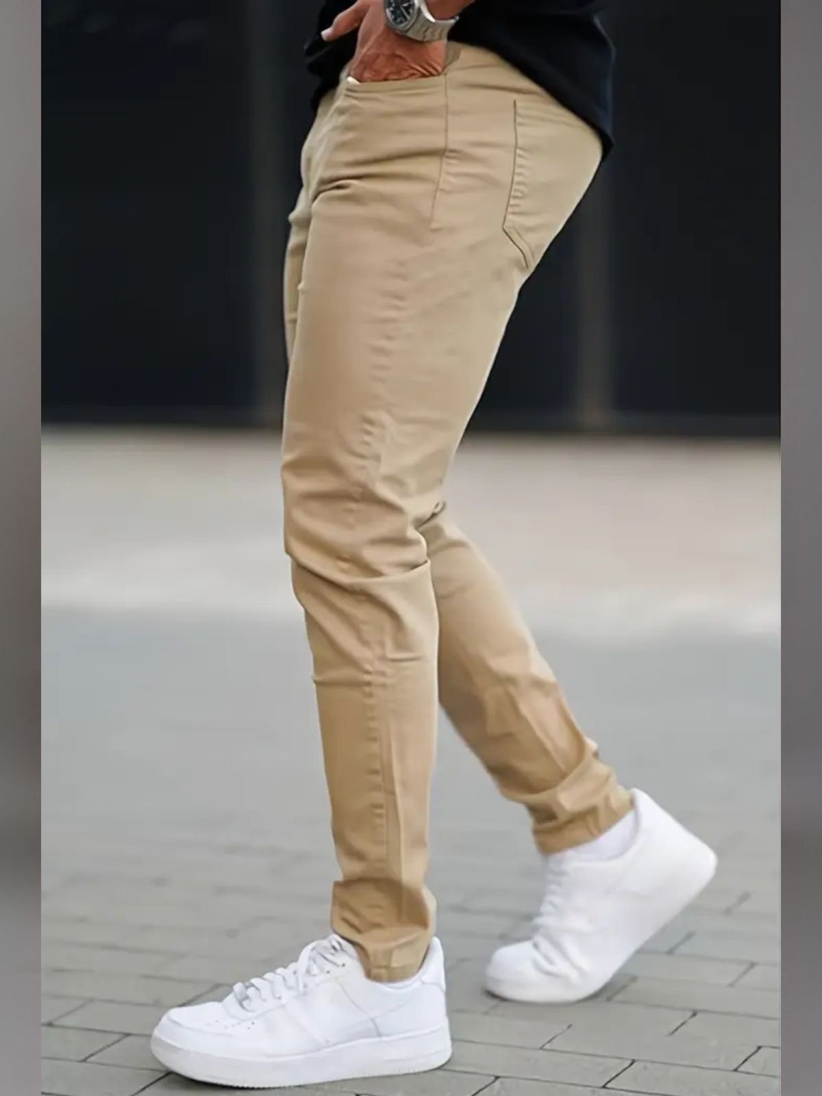 Calça Sarja Masculina Kovali Premium Com Elastano Confortável Bolso-Faca Caqui