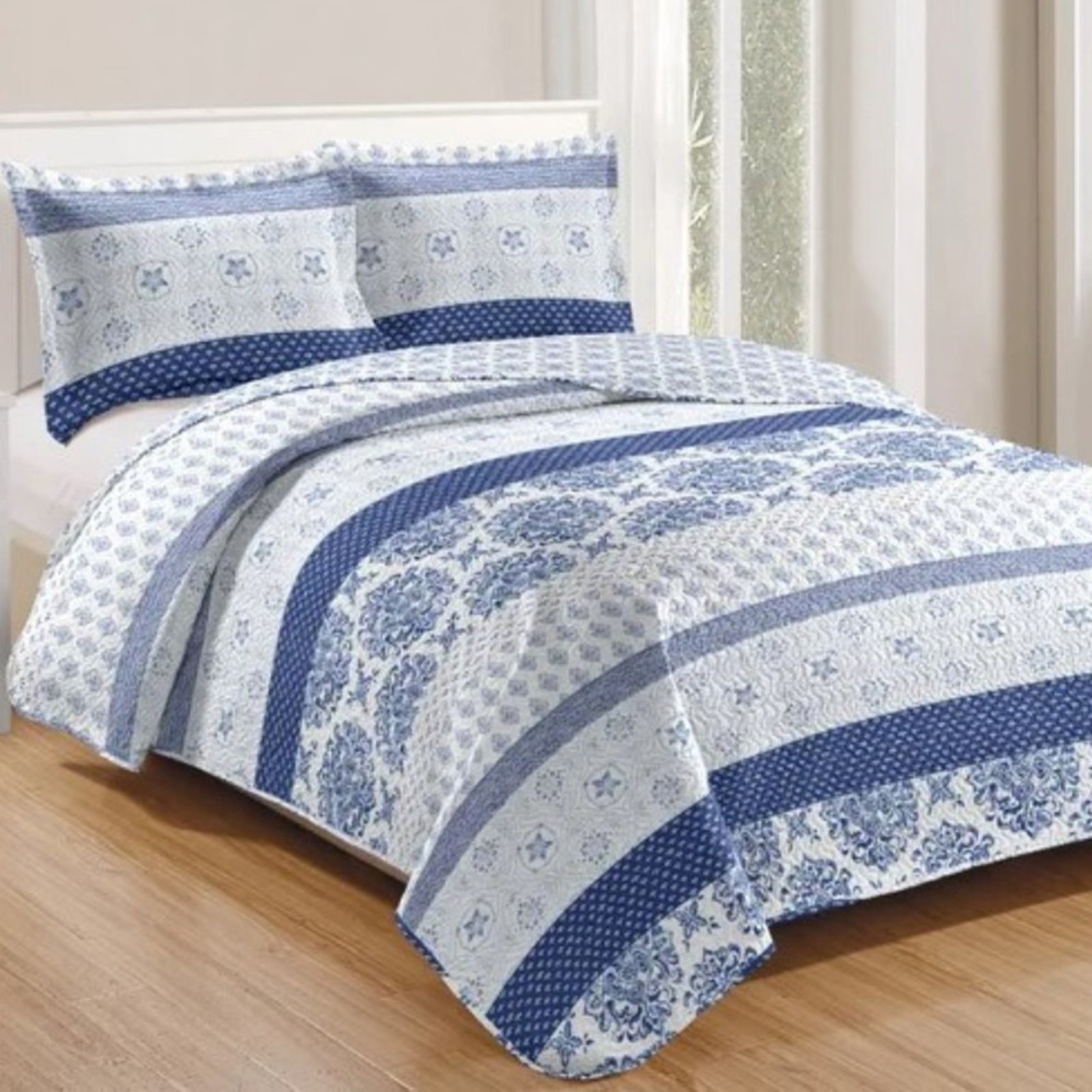 Kit Cobre Leito Colcha Casa Scarpa Mix King Estampado Dupla Face Floral 3 Peças - Suelen