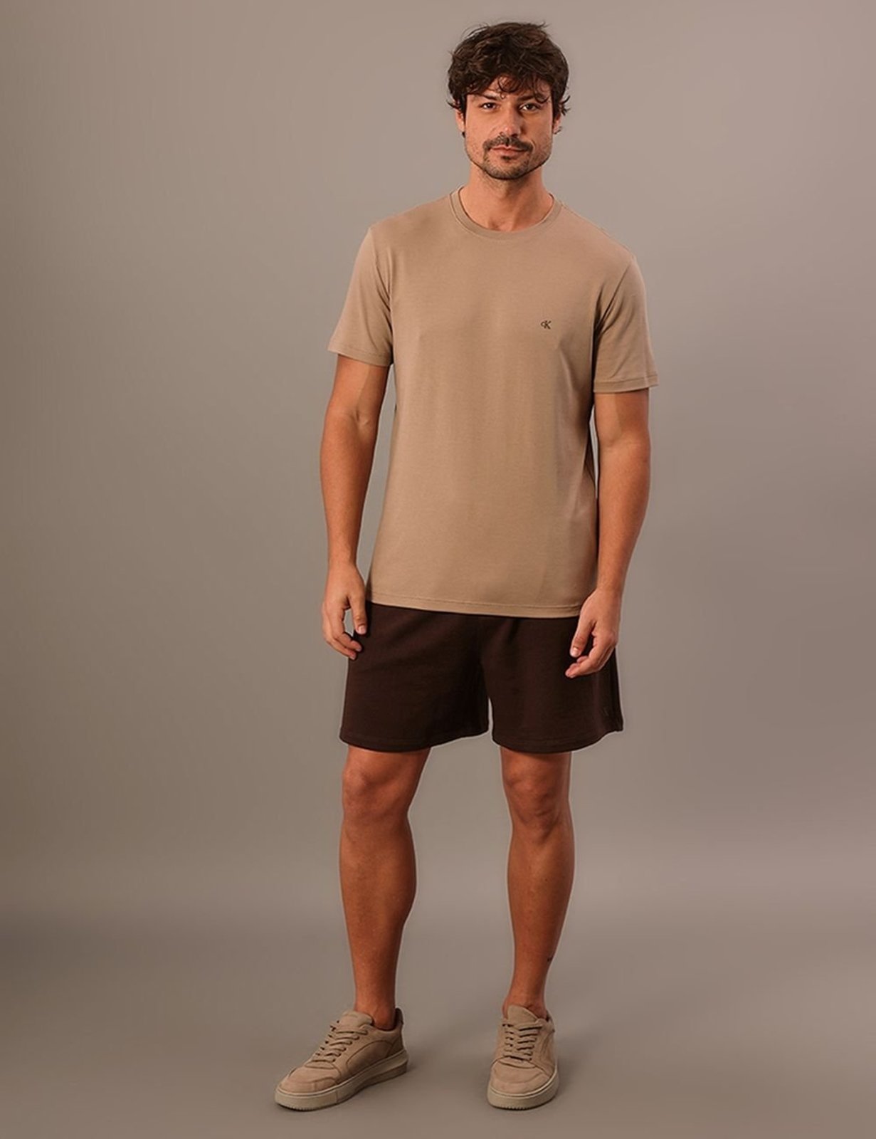Bermuda de Malha Calvin Klein Jeans Masculino Oversized - Marrom Calvin Klein Jeans