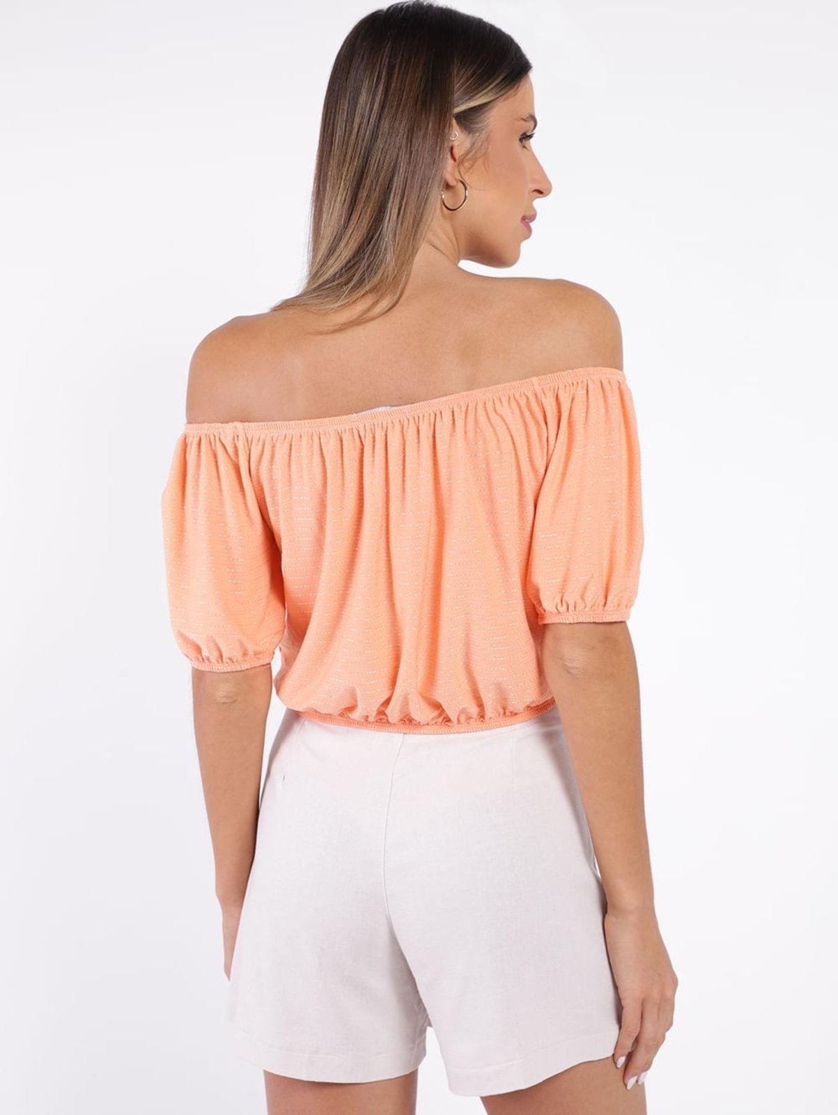 Vista 3 Blusa Ciganinha Cropped Autentique Feminina Laranja unico Autentique unico