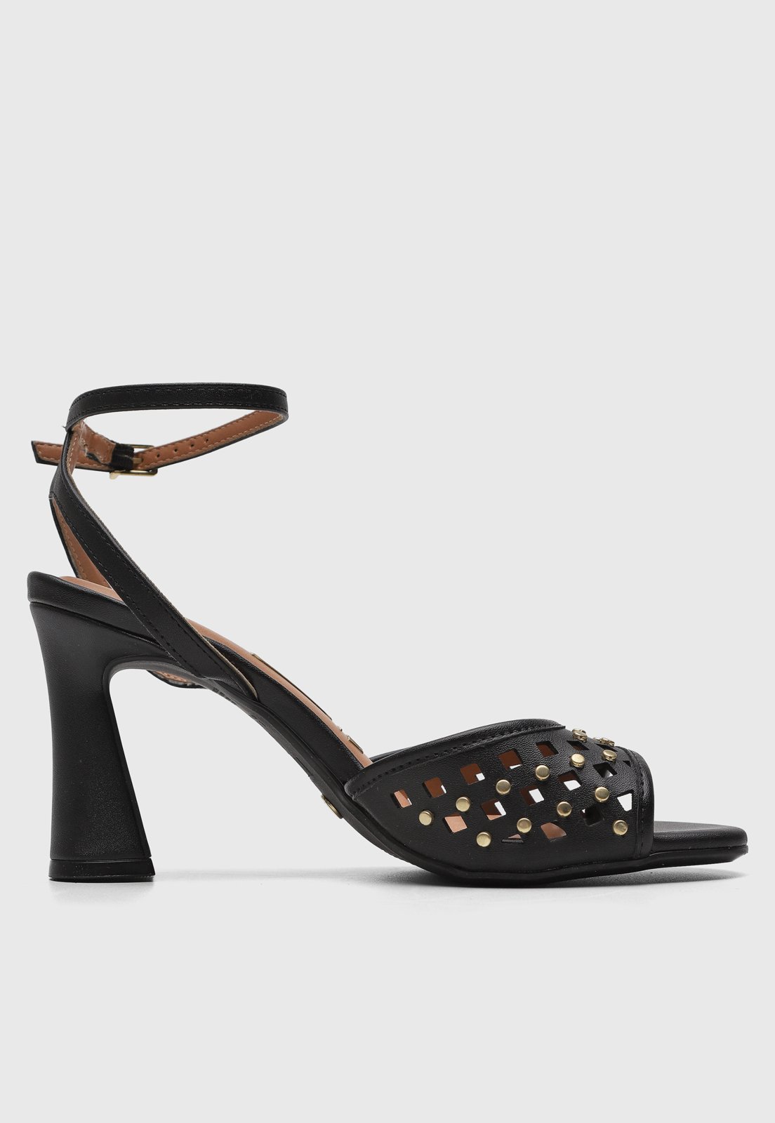 Vista 3 Sandália Feminina Vizzano Salto Alto com Tachas Preta preto VIZZANO preto