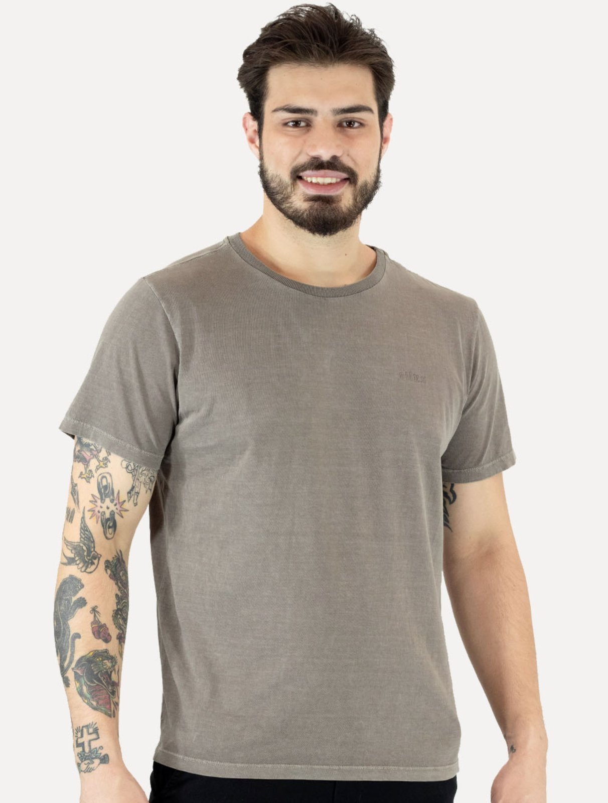 Camiseta Ellus Cotton Fine Grunge Gothic Classic Cinza Médio