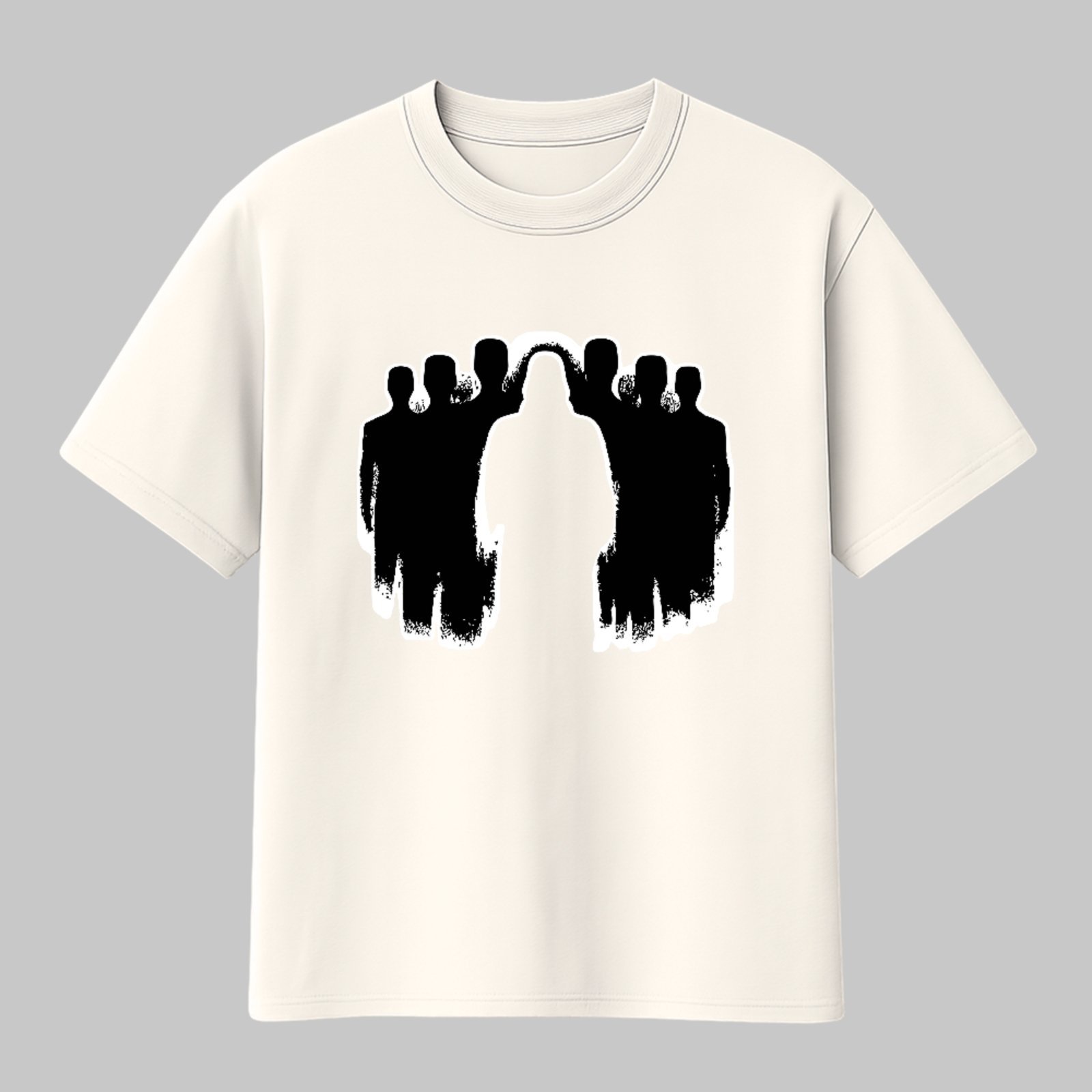 Camiseta Básica Jesus Entre Nós Fé Cristã Estilo Minimalista Off White