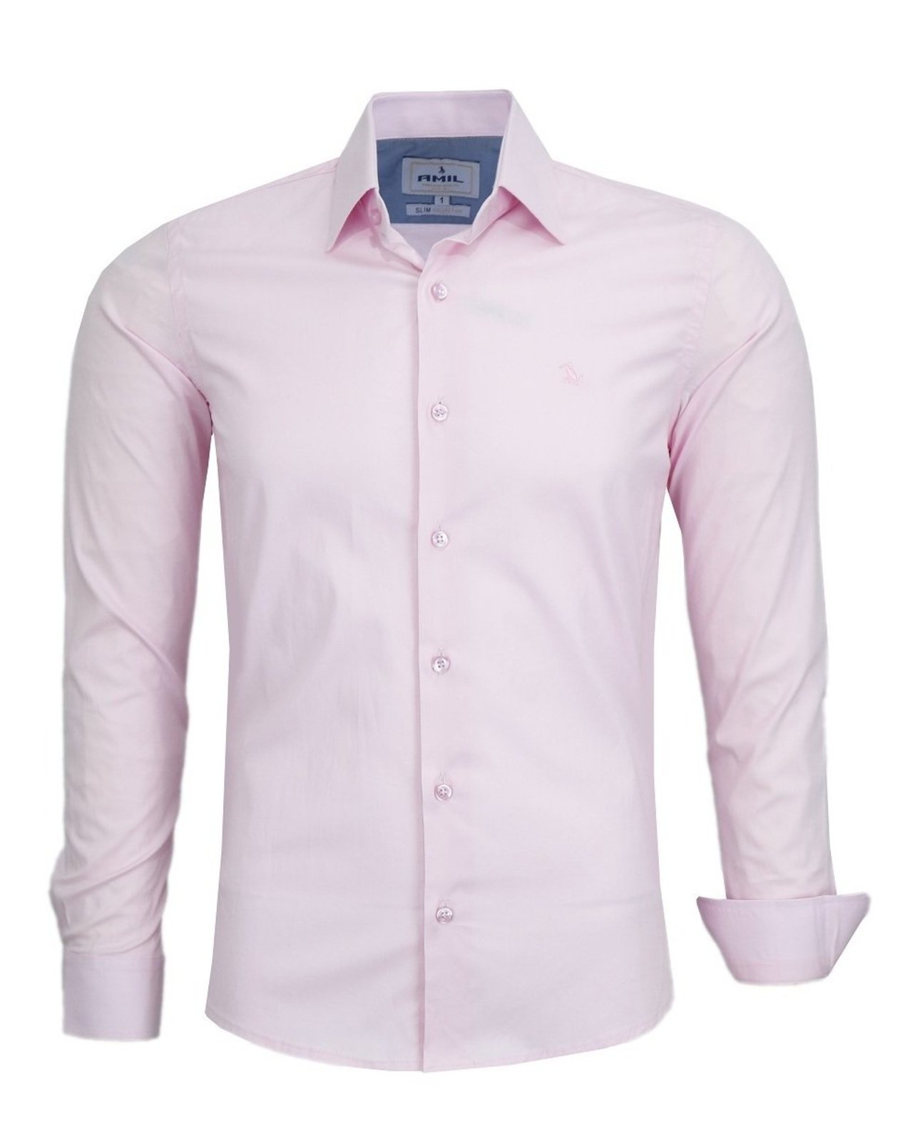 Camisa Social Amil Lavender Slim Algodão Com Elastano Lançamento Luxo Rosa
