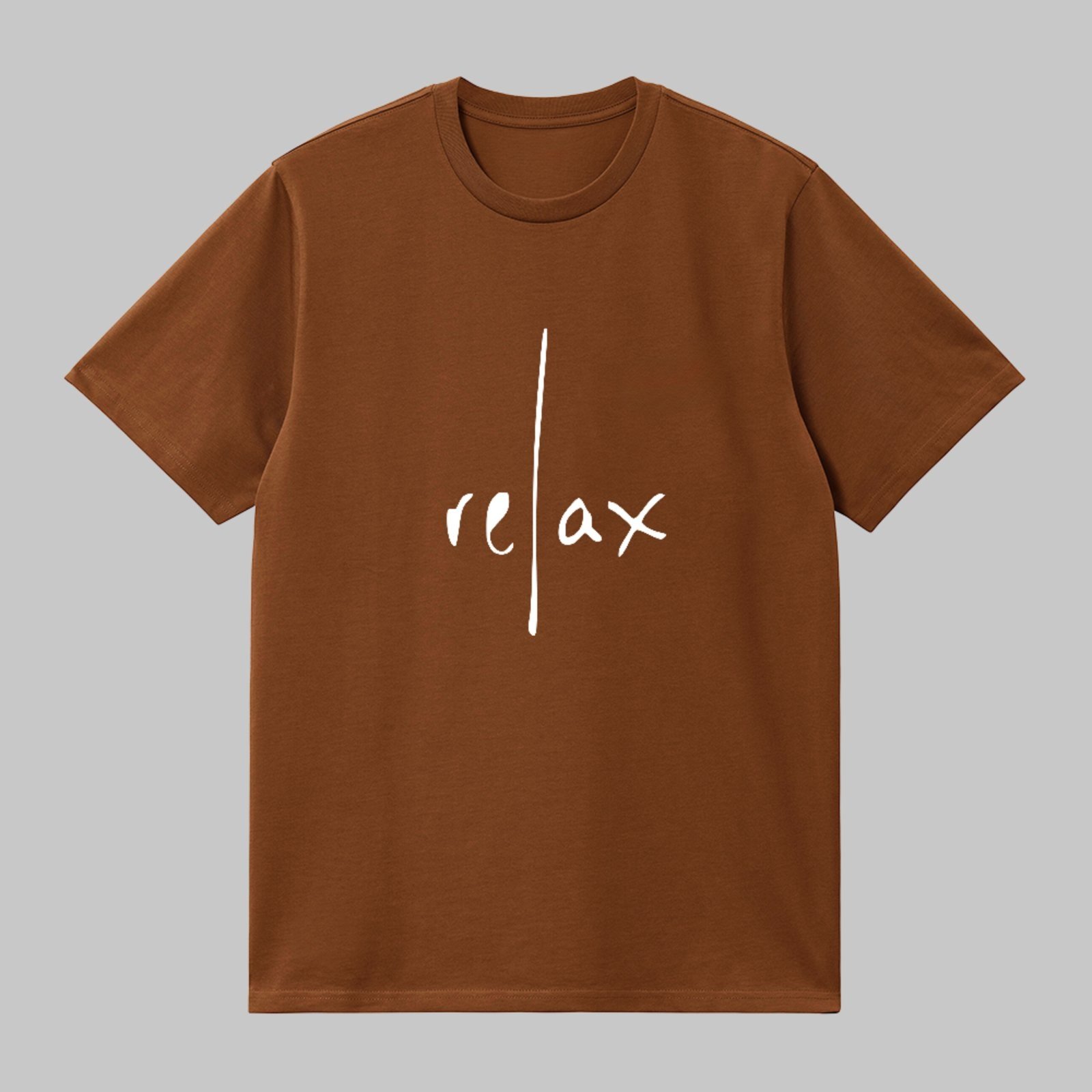 Camiseta Básica Relax Lettering Estilo Casual Unissex Marrom