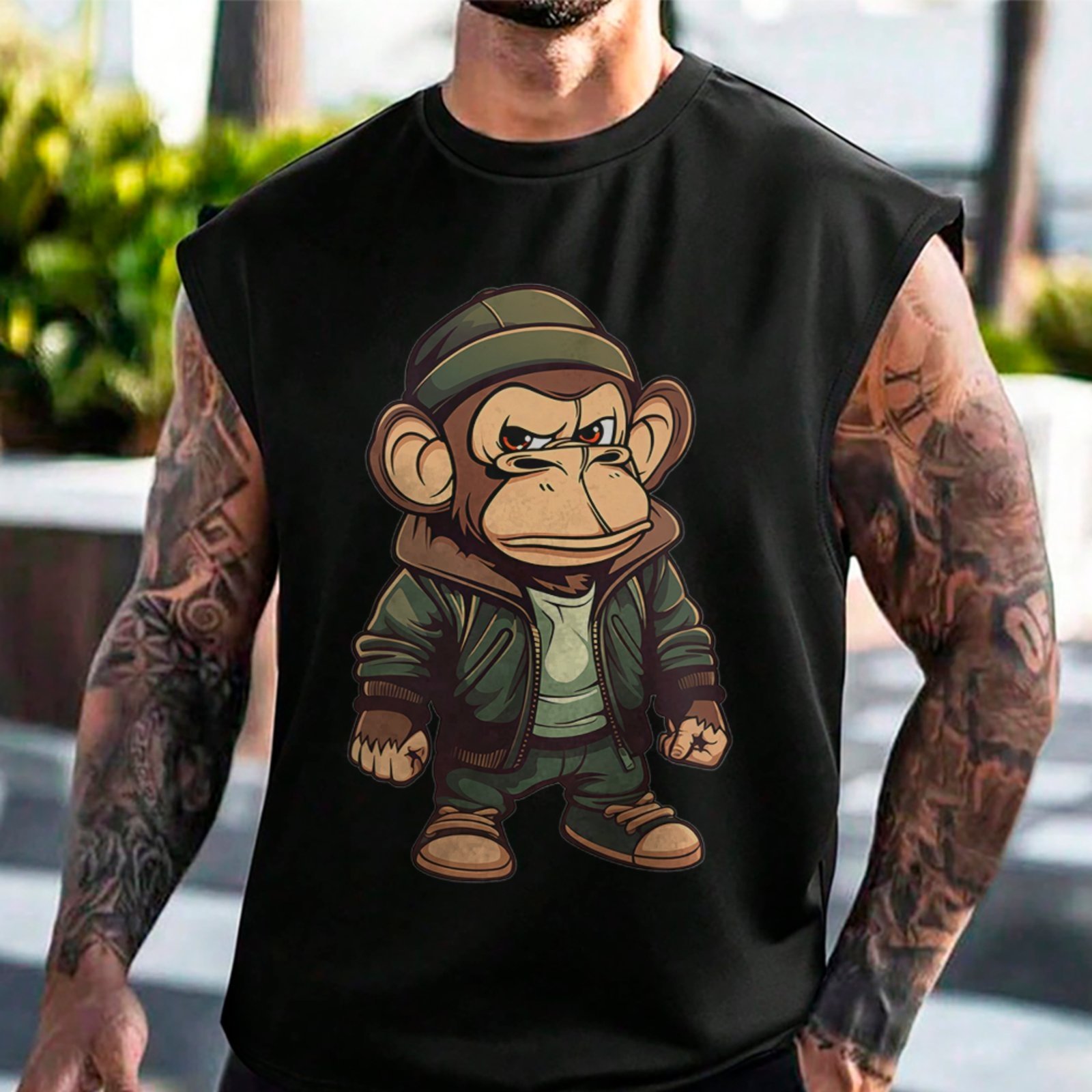 Camiseta Regata Machão Macaco Streetwear Urban Style Preto