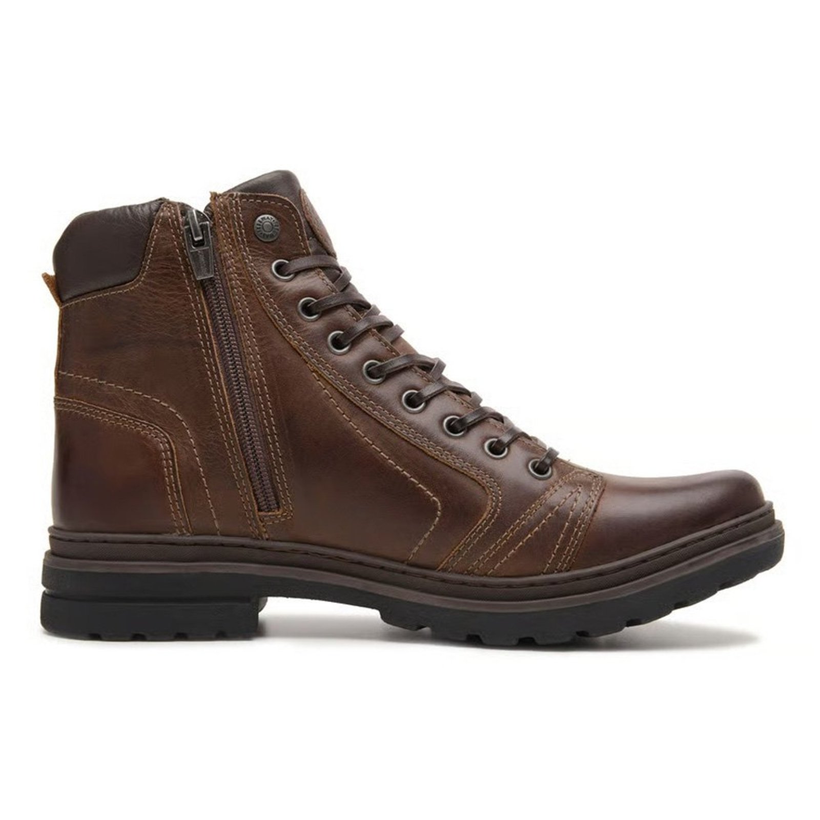 Bota Freeway Masculina Couro Zíper Lateral Absolut Marrom