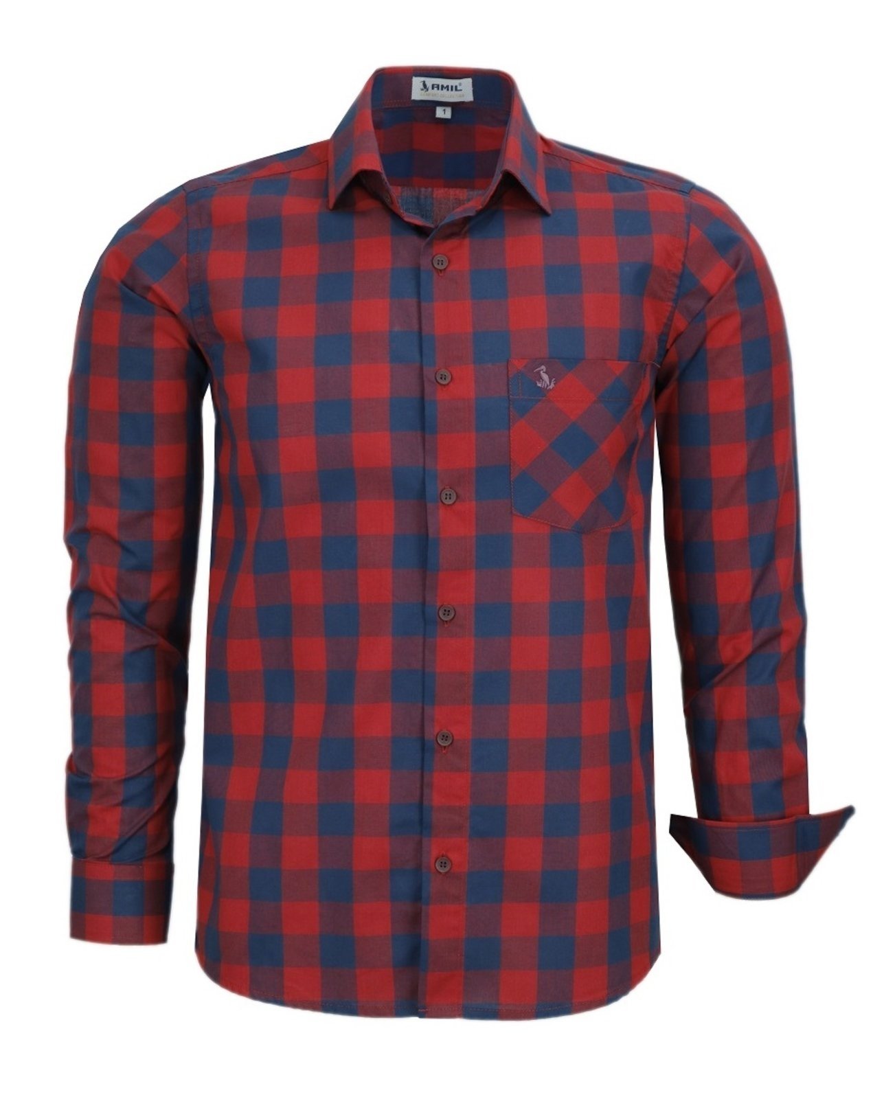 Camisa Social Amil Infor Comfort Xadrez Algodão Macia Fácil de Passar Luxo Cor10