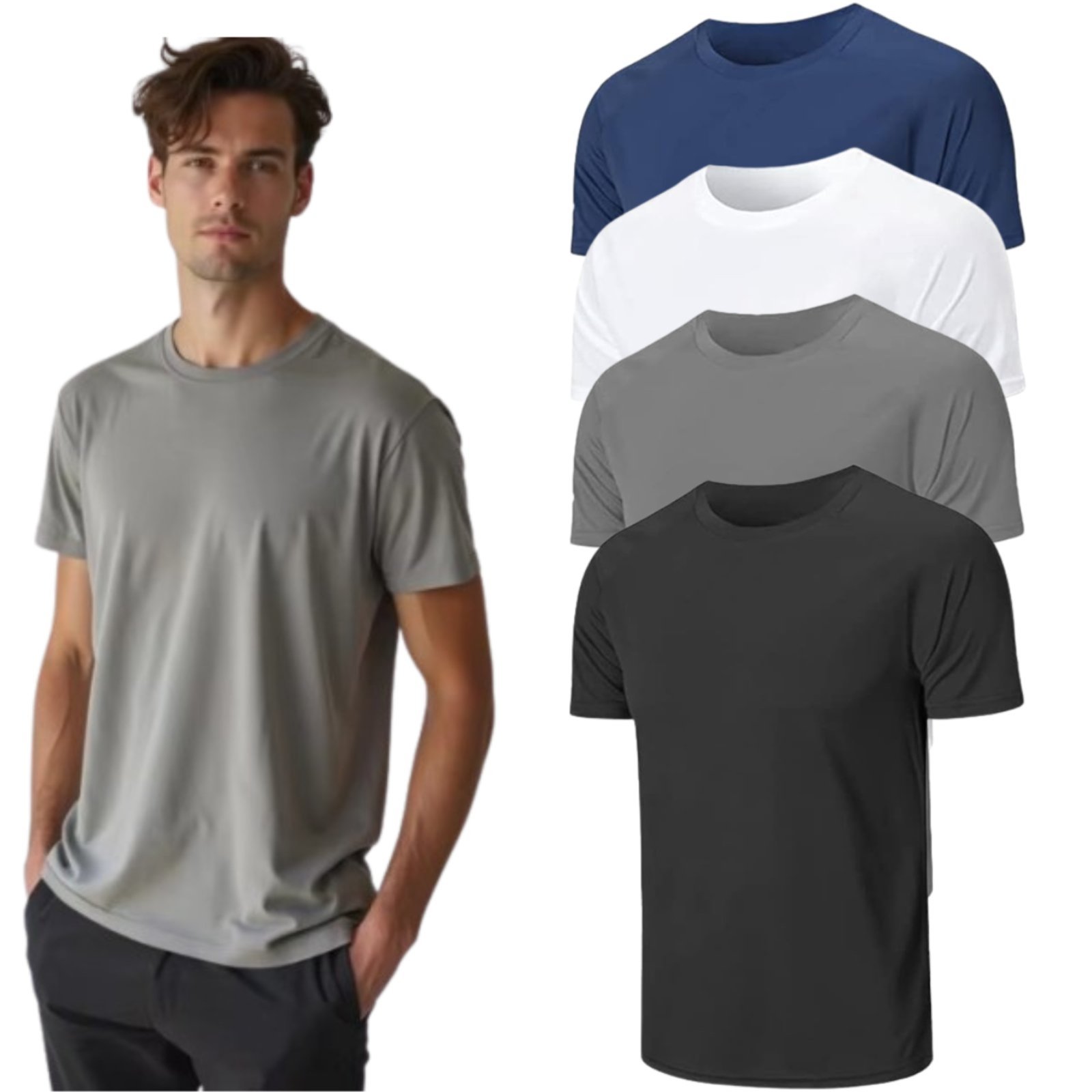 Kit 4 Camisetas Masculinas Dry Fit TH6 Casuais Lisas Poliéster Premium