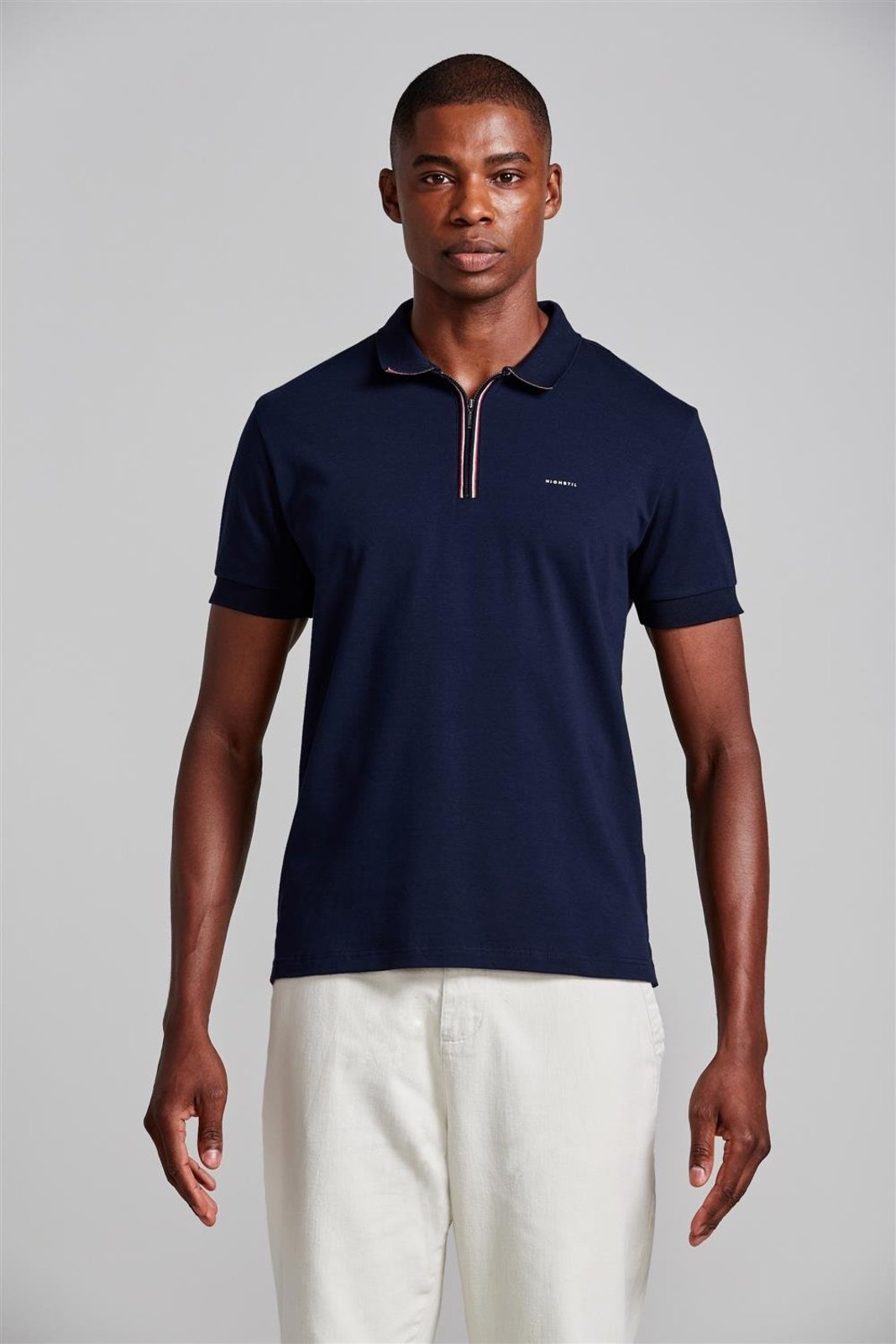 HIGHSTIL Camisa Polo Malha Slim Fit - Azul Marinho