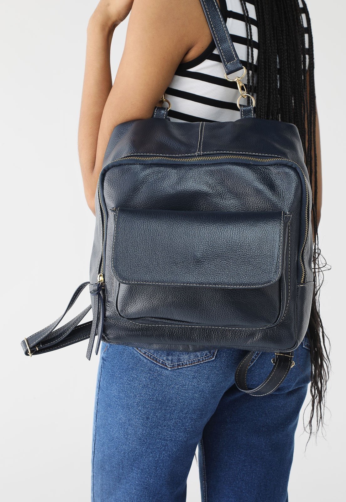 Mochila SN Couros Veneza Azul