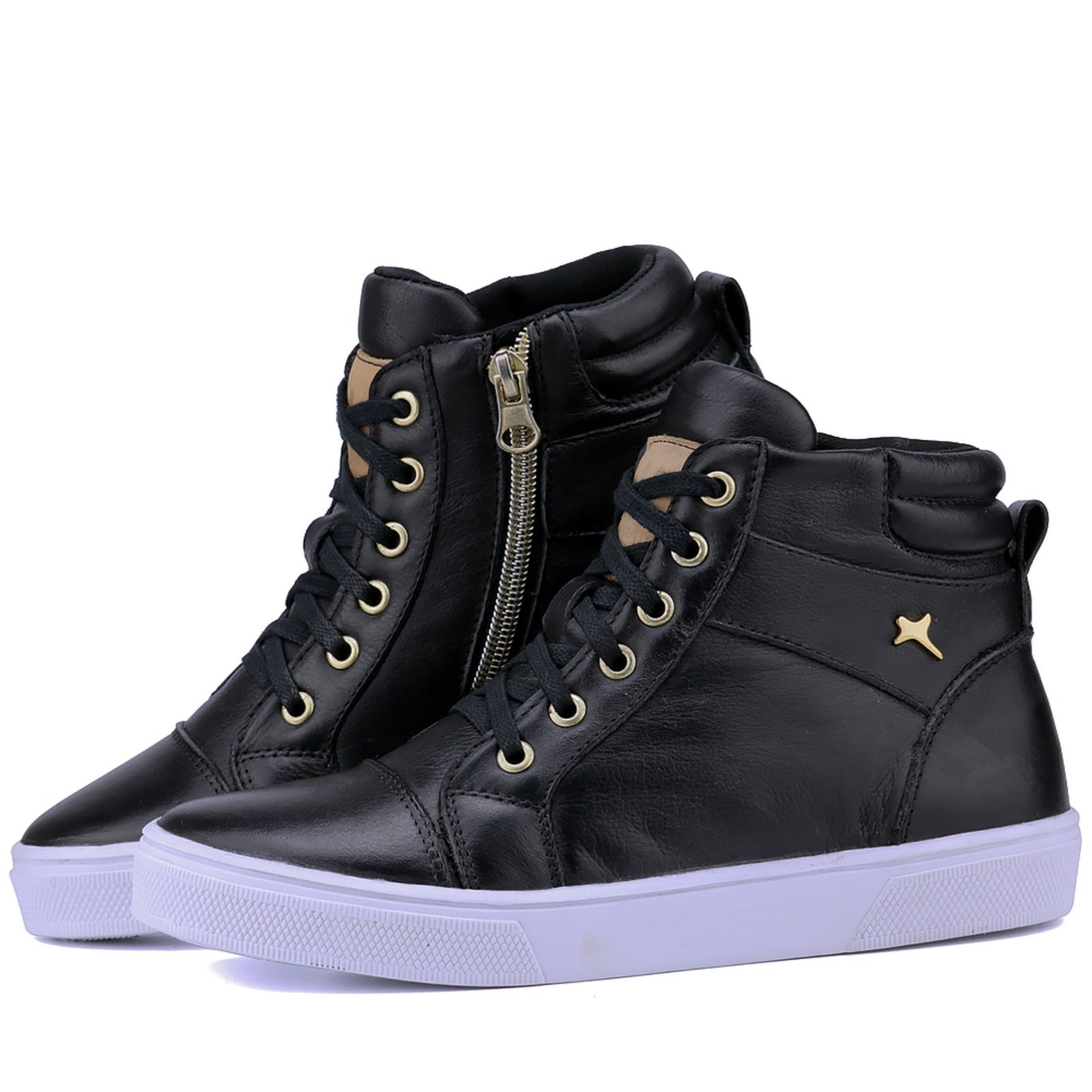 Bota Casual Sneaker Casual Mr Gutt em Couro Preto