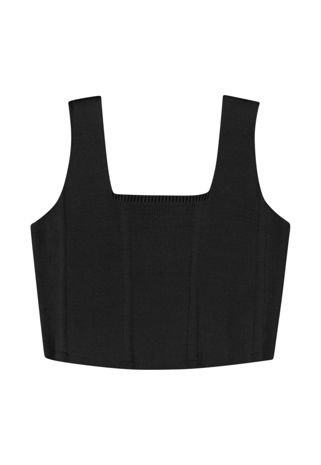 Vista 3 Infantil - Top Corset Juvenil em Tricô Gloss preto Gloss preto