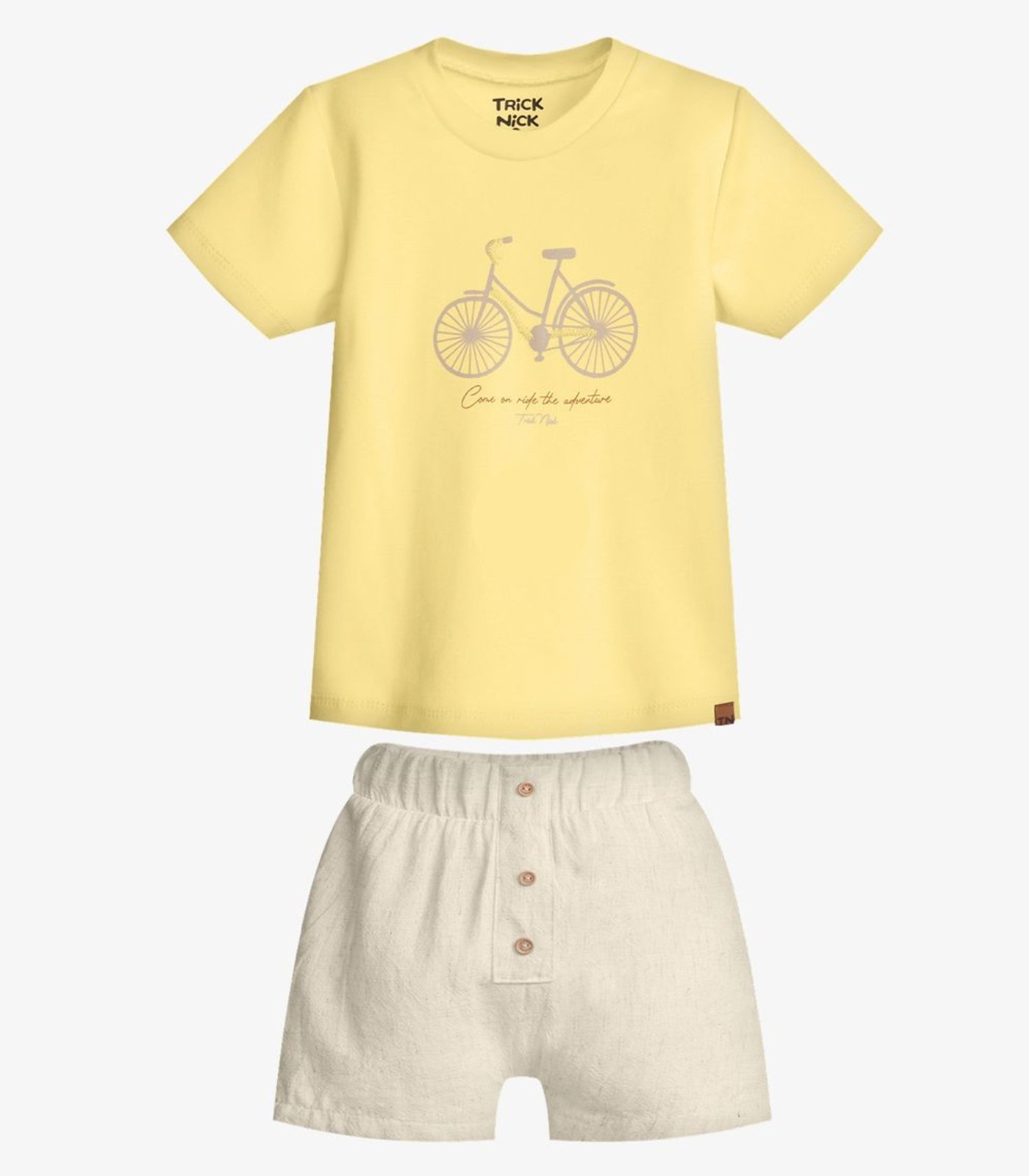 Infantil - Conjunto Camiseta Com Bermuda Trick Nick Amarelo