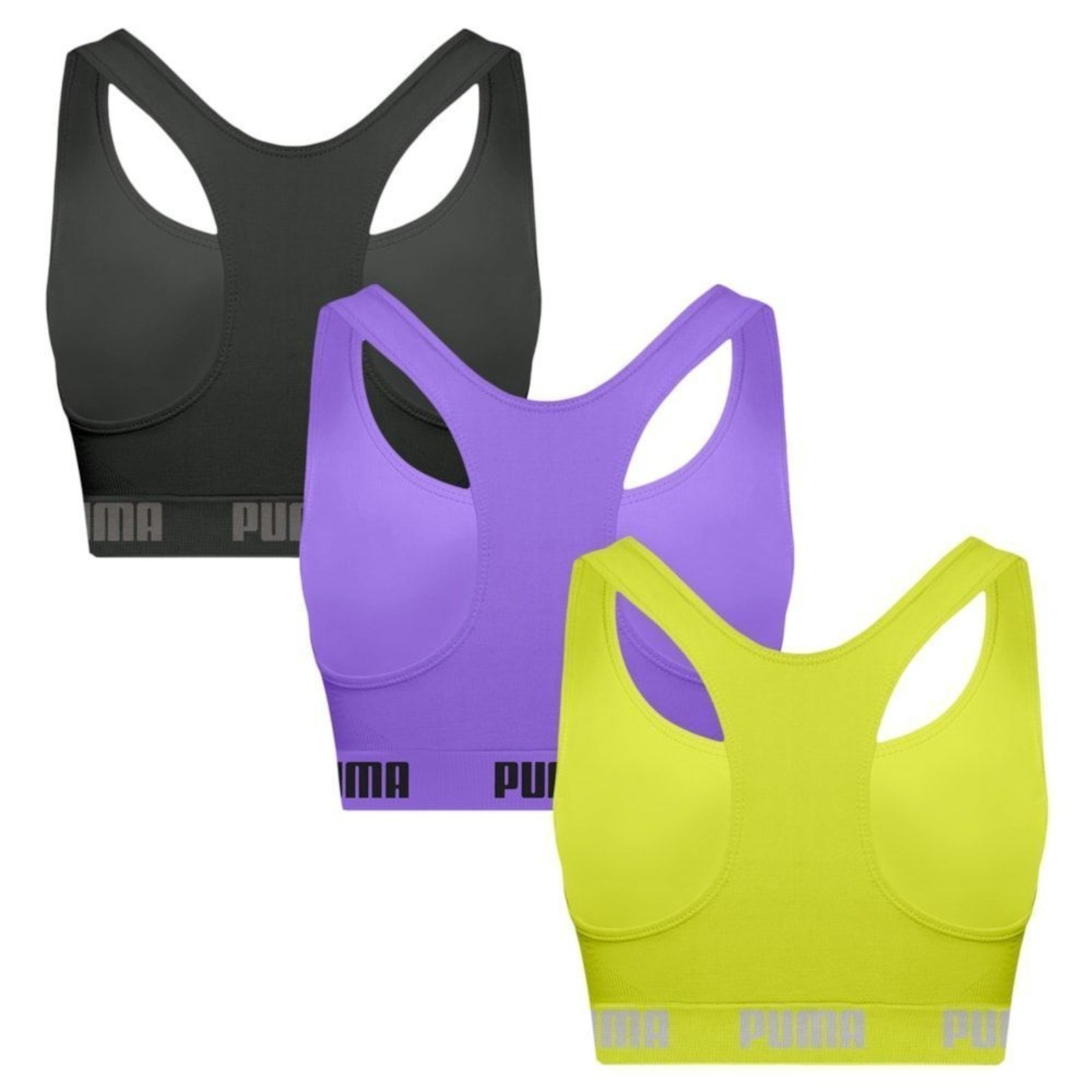 Kit 3 Tops Puma Nadador Sem Costura Feminino – Preto – puma