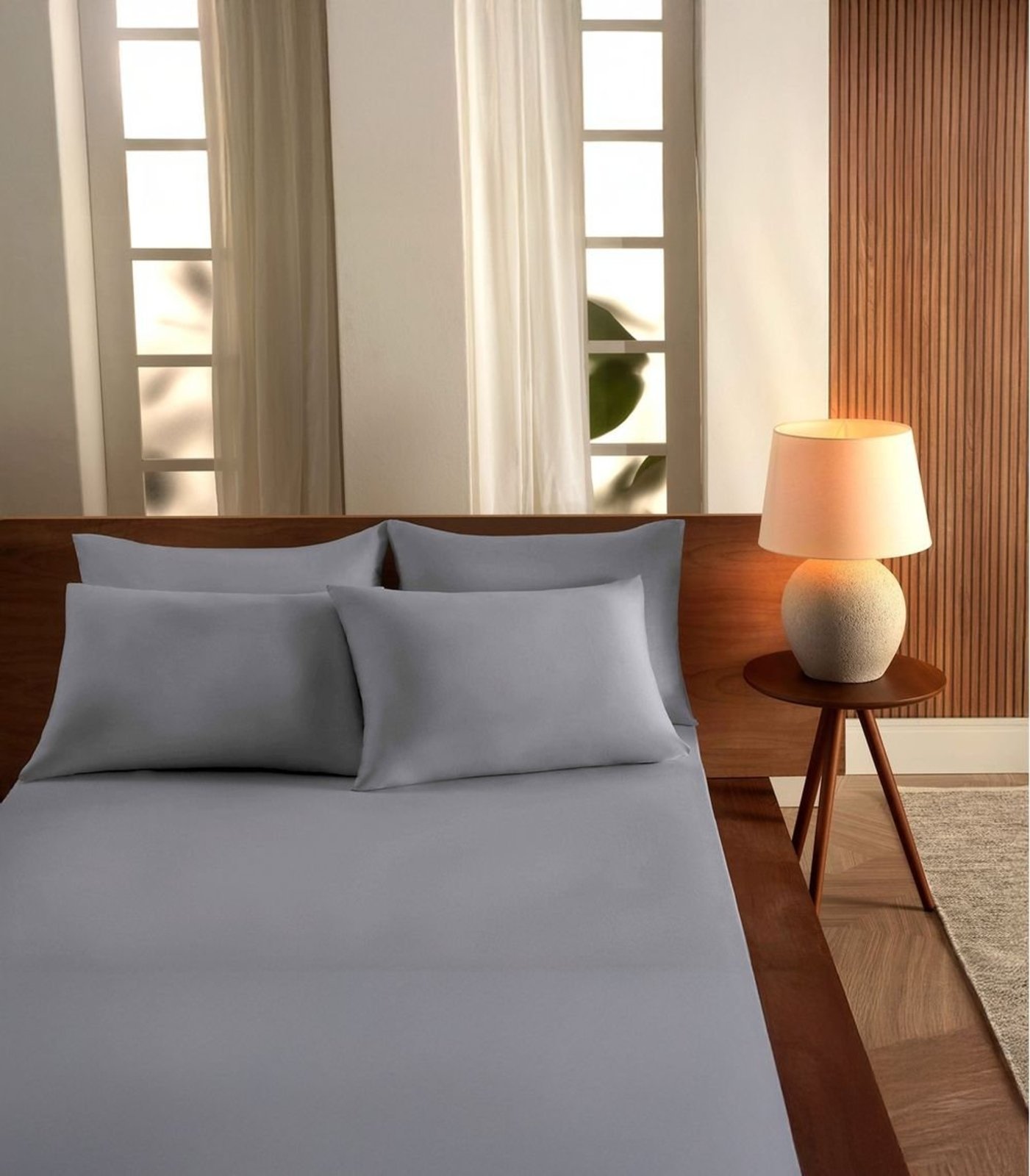 Jogo De Cama Queen Malha 3 Peças Liso Vivaldi Cinza
