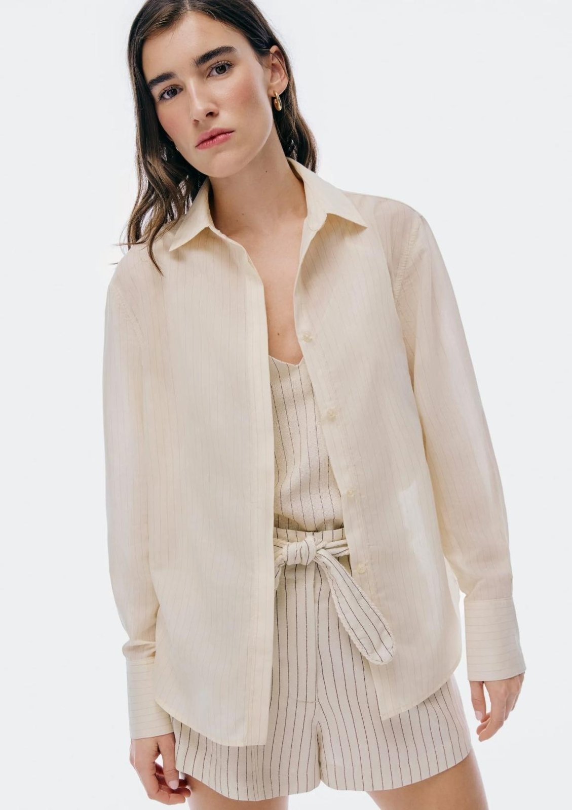 Vista 2 Camisa Feminina Manga Longa Fio Tinto - Creme Hering nude Hering nude