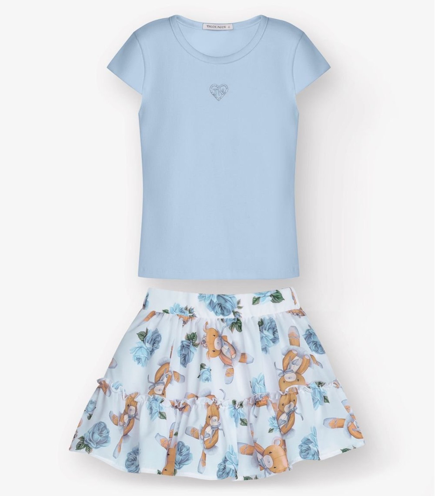 Infantil - Conjunto Blusa com Saia Menina Trick Nick Azul
