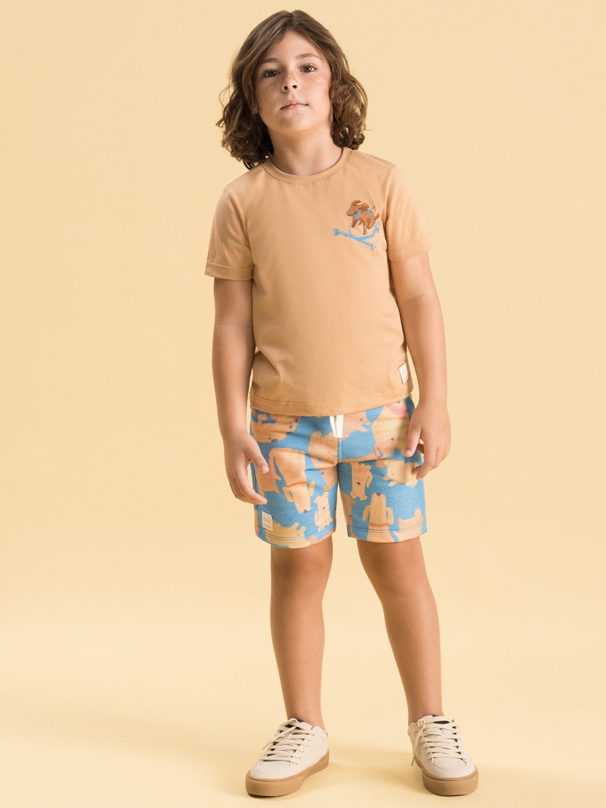 Infantil – Conjunto Menino Bugbee Camiseta em Tingimento Eco e Bermuda com Estampa PET