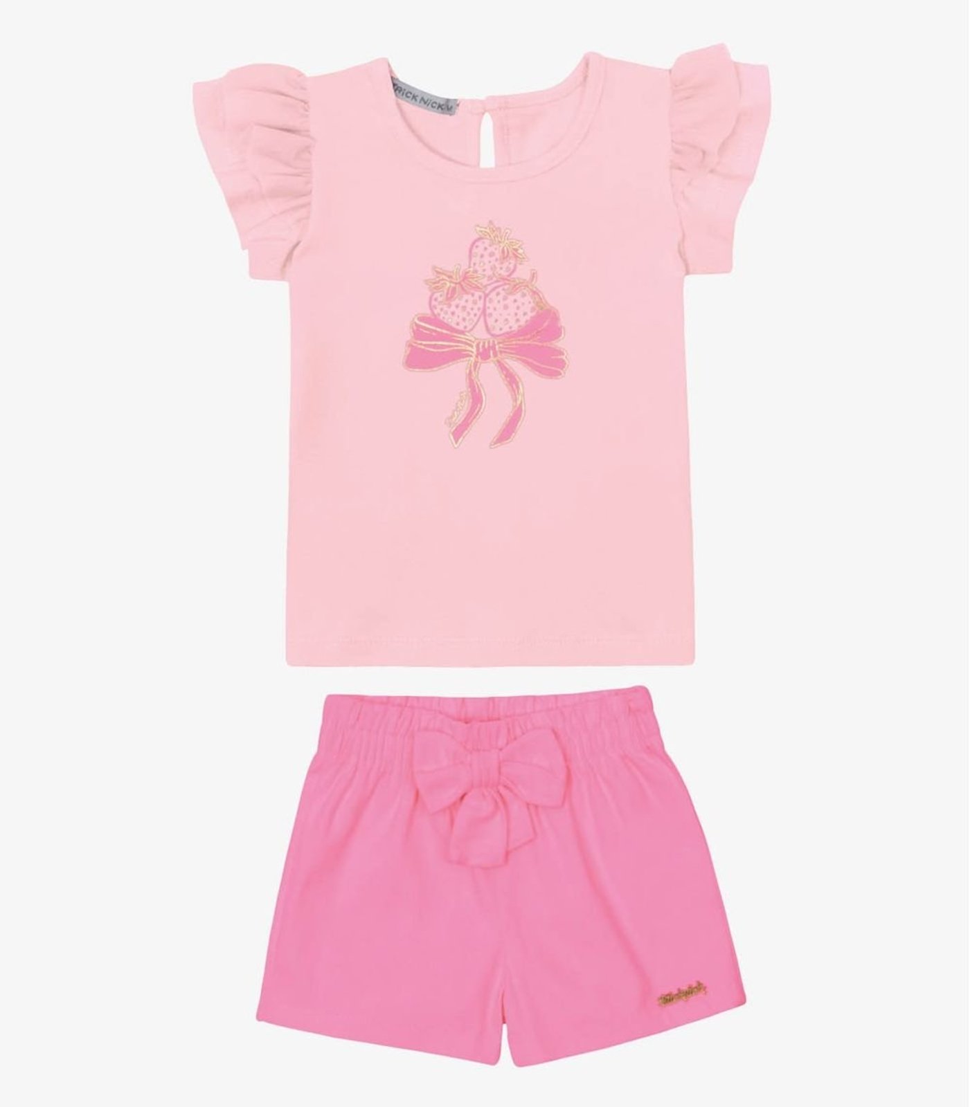 Infantil - Conjunto Verão Menina Com Manga Ampla Trick Nick Rosa