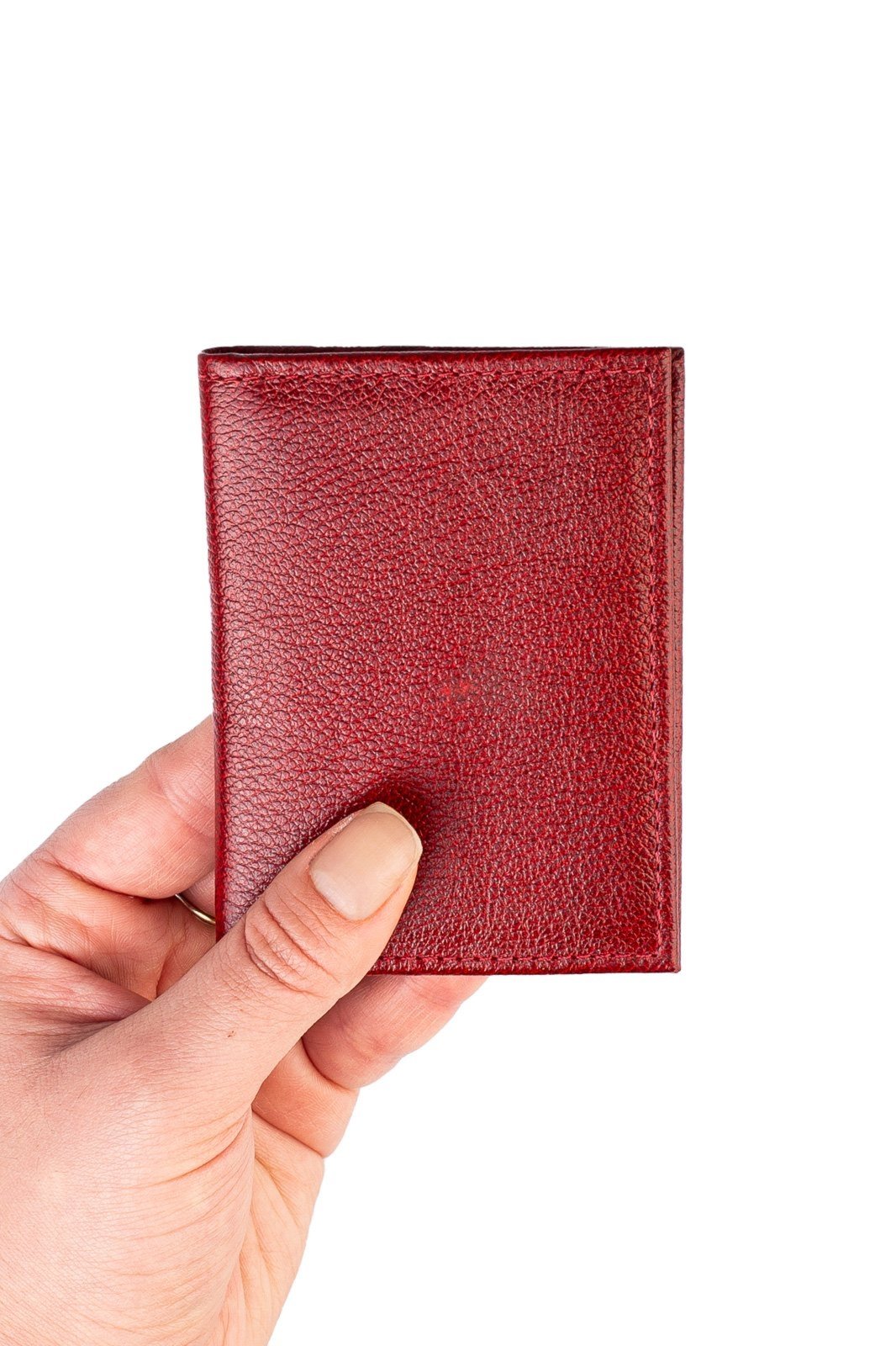 Porta cartões de couro liso Andréia 7,5x10cm - Vermelho