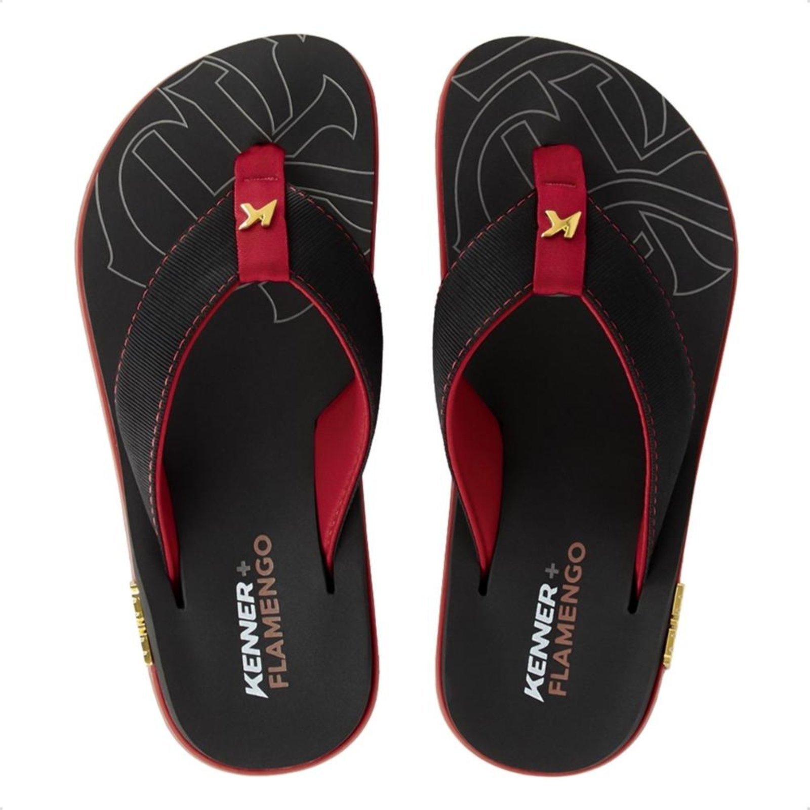 Chinelo Kenner Masculina Kivah Flamengo Rubro-Negra Preto