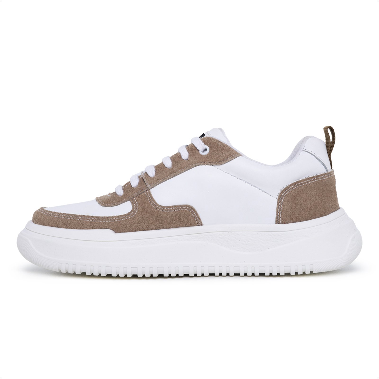 Tenis Casual Masculino Lavini Sneakers Couro Legitimo Bege