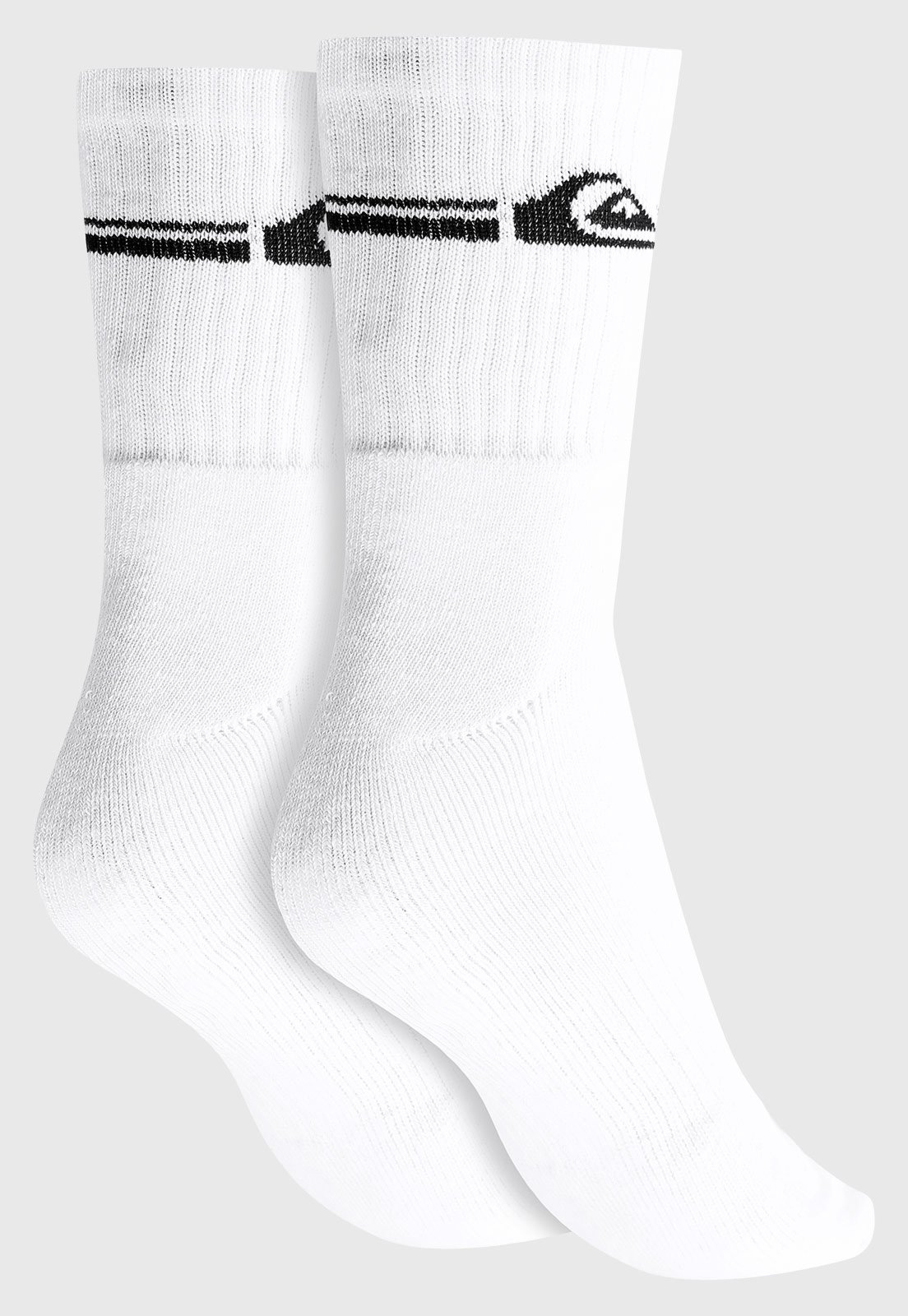 Vista 2 Kit 3pçs Meia Quiksilver Cano Médio Logo Branca branco Quiksilver branco