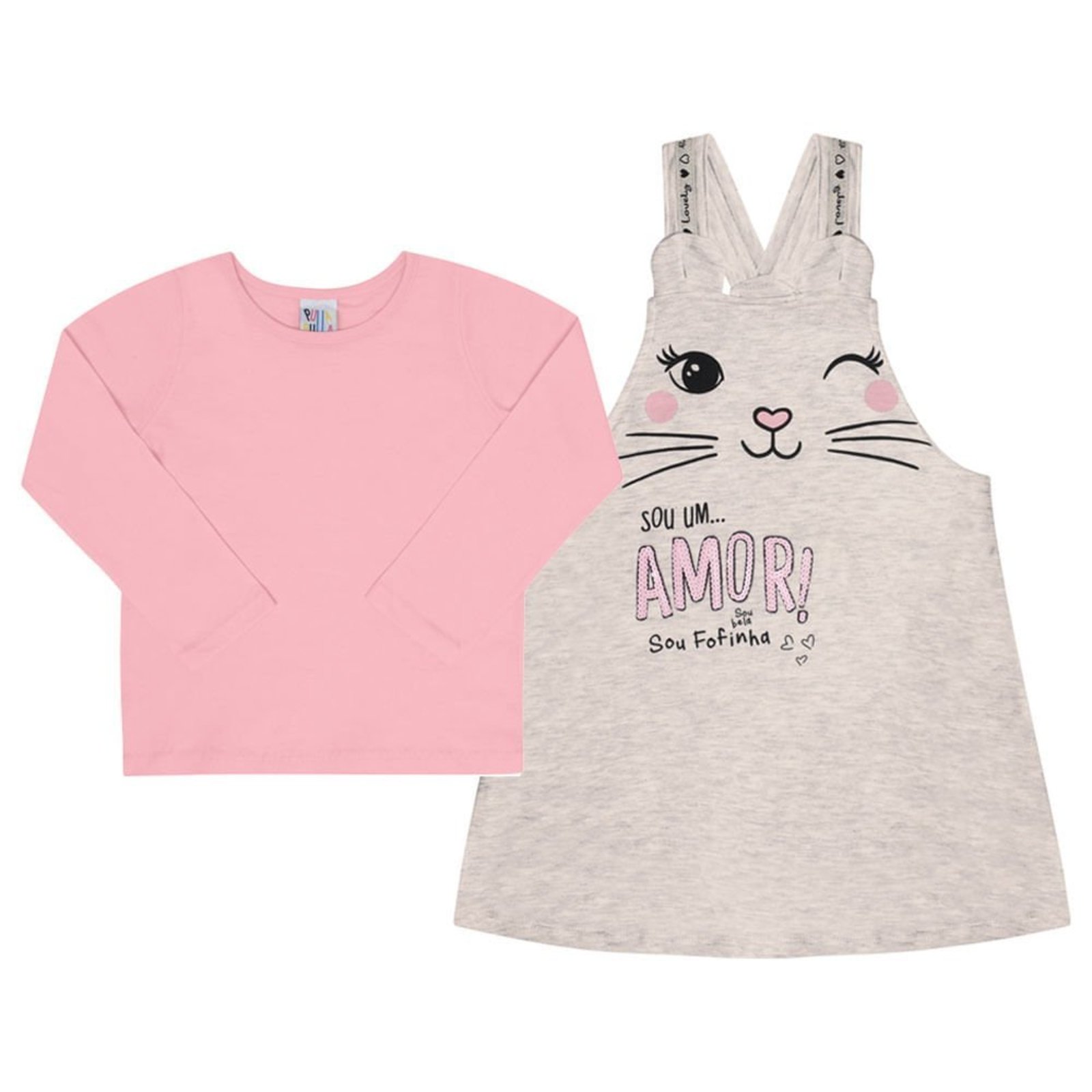 Infantil - Conjunto Primeiros Passos Menina- Mescla Banana- 47316-60 Cinza