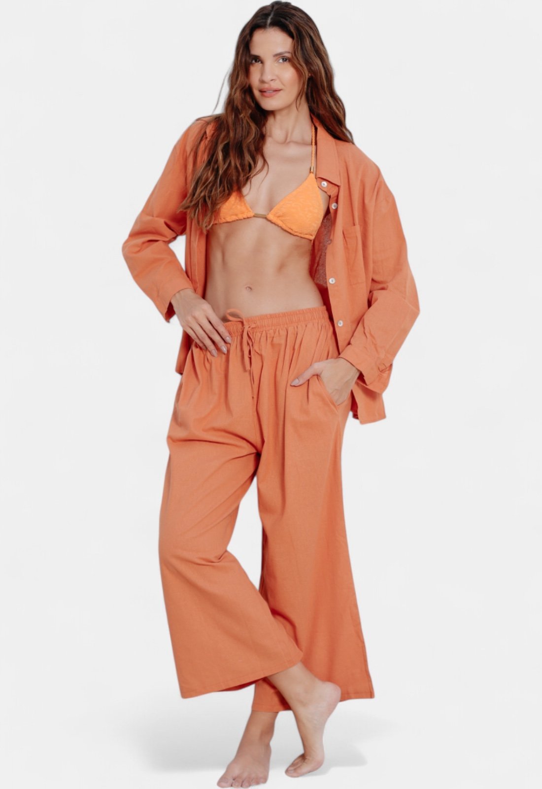 Conjunto Areia Branca Calça e Camisa Baly Terra