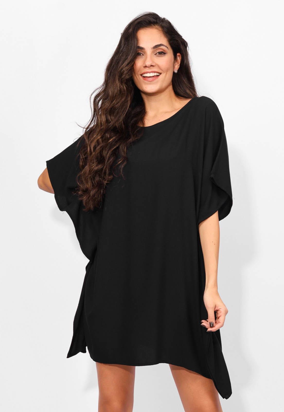 Vestido Kaftan Curto Amazonia Vital Preto
