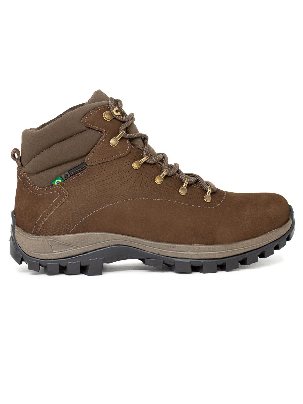 Bota Masculina Macboot Adventure Sumauma Couro Cadarço Confortável Tratorado Marrom Claro Andiroba