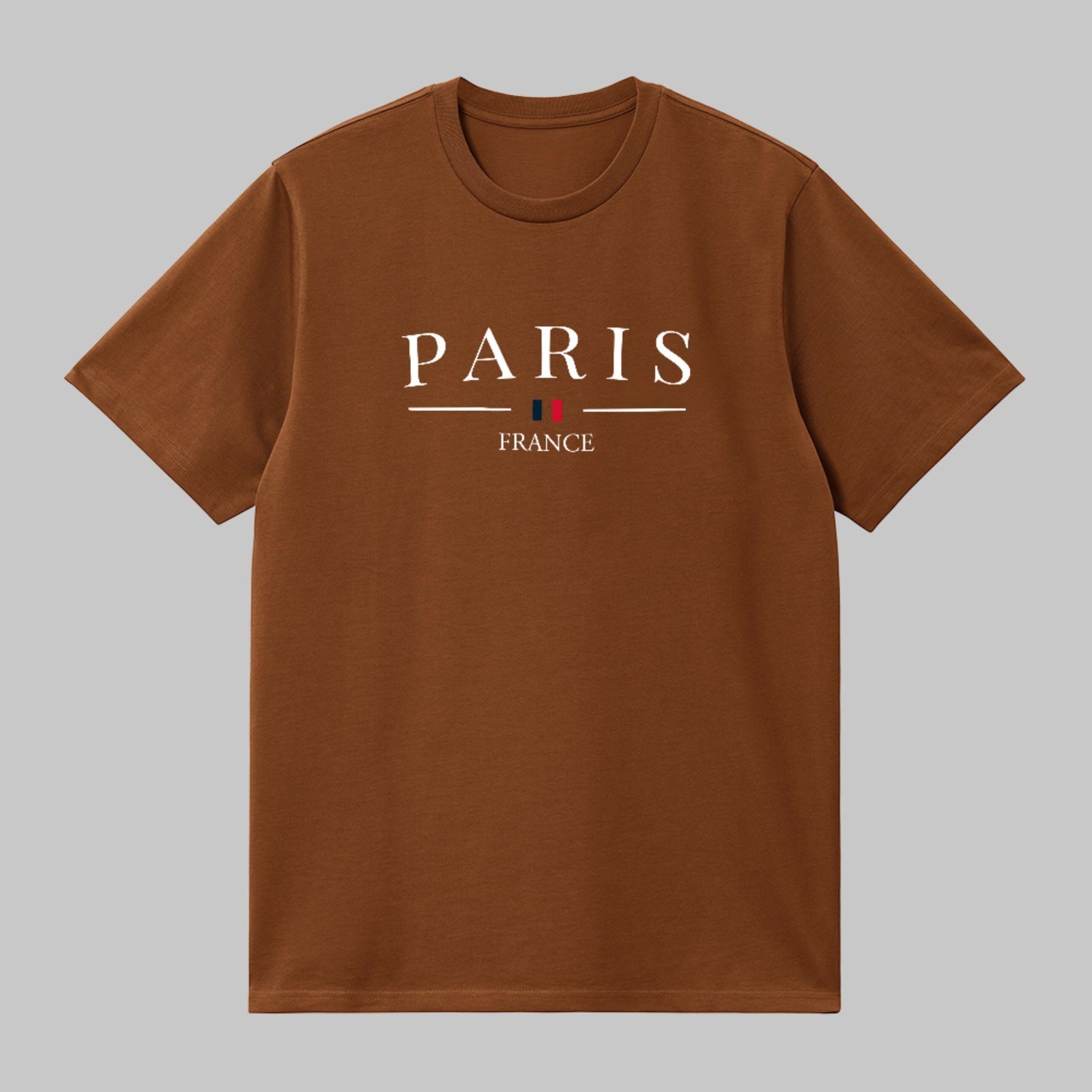 Camiseta Básica Paris France Estilo Street Confortável e Estilosa Marrom