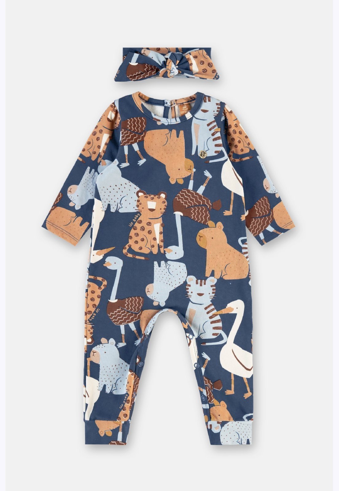 Infantil - Macacão Menina Faixa Cabelo Up Baby Azul