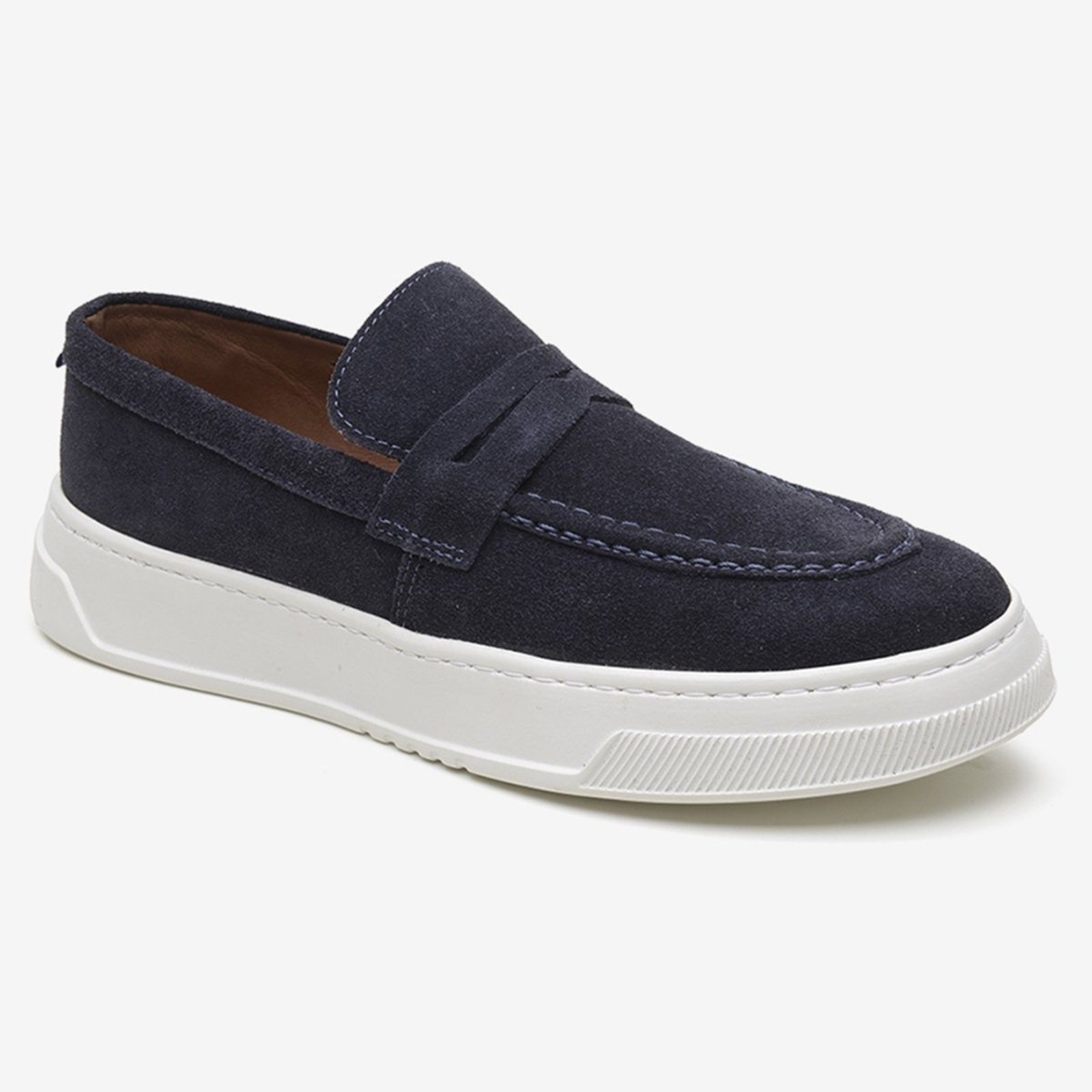 Slip On Masculino Mocassim Couro Ultra Leve Sola EVA Cloud Energ Marinho