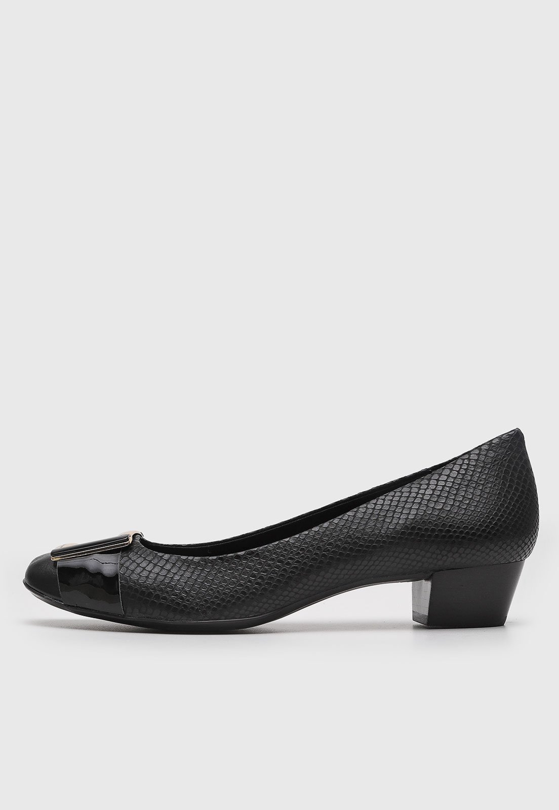 Scarpin Feminino Jorge Bischoff Textura Snake Fivela Preto