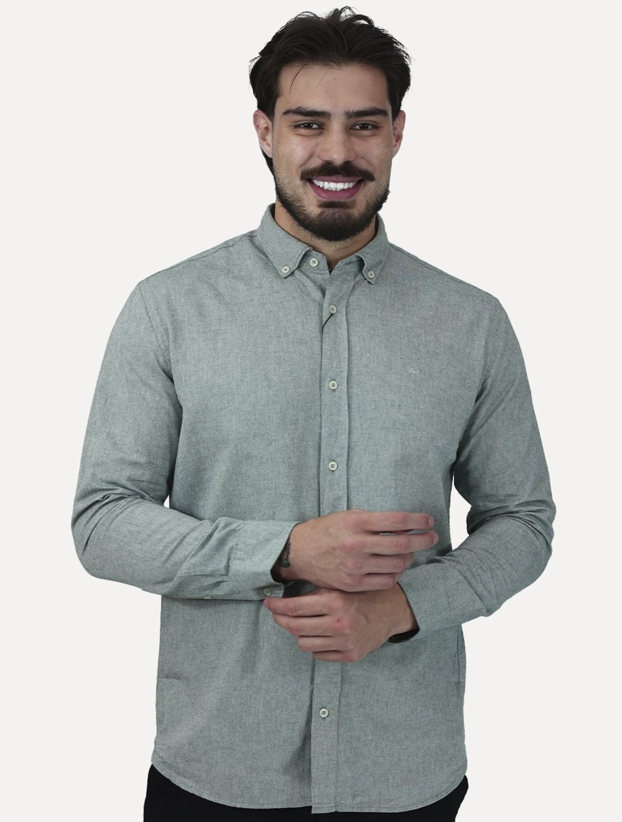 Camisa Aramis Masculina Slim Oxford Planalto Verde Claro
