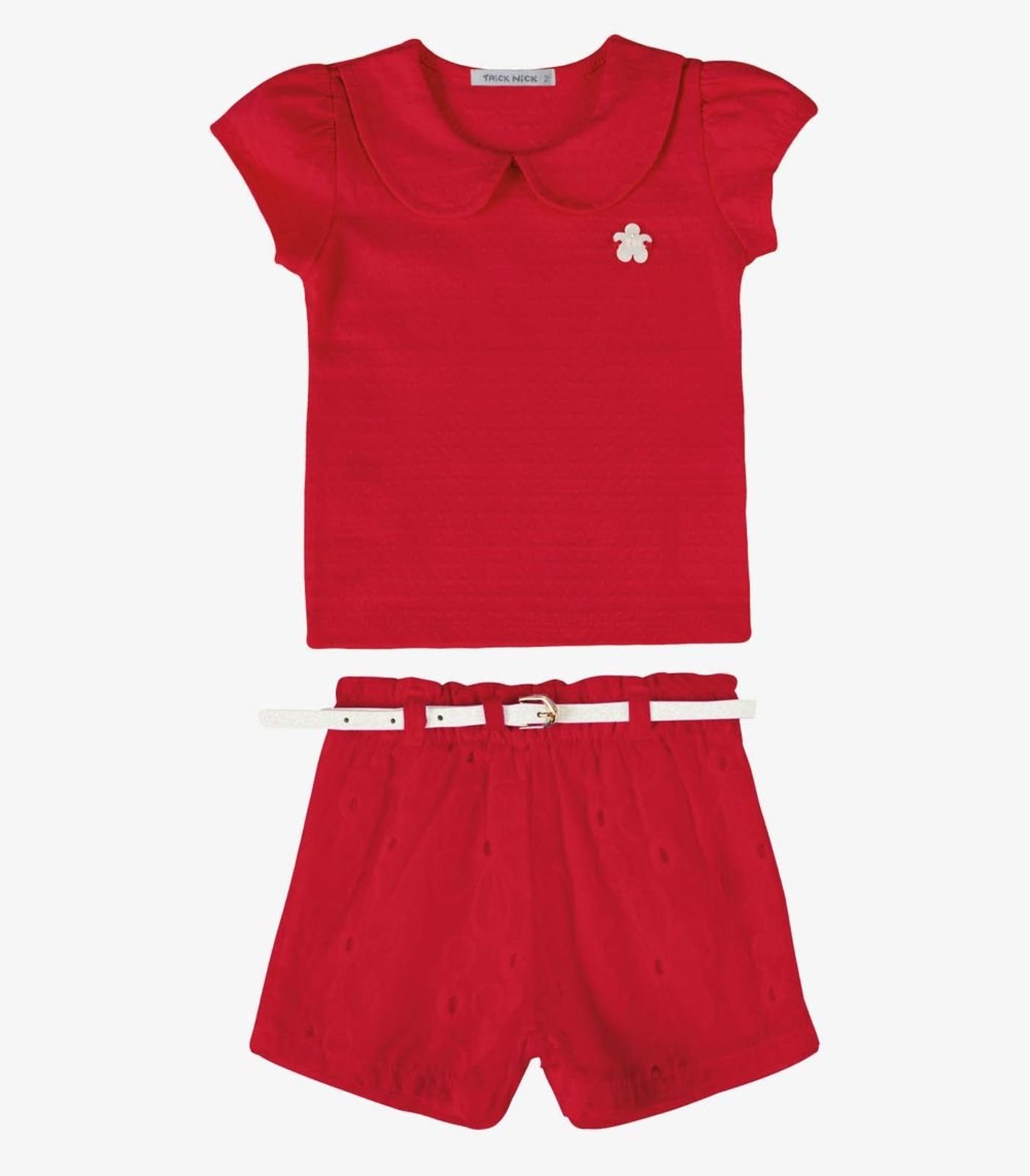 Infantil - Conjunto Verão Menina Com Plaquinha Trick Nick Vermelho