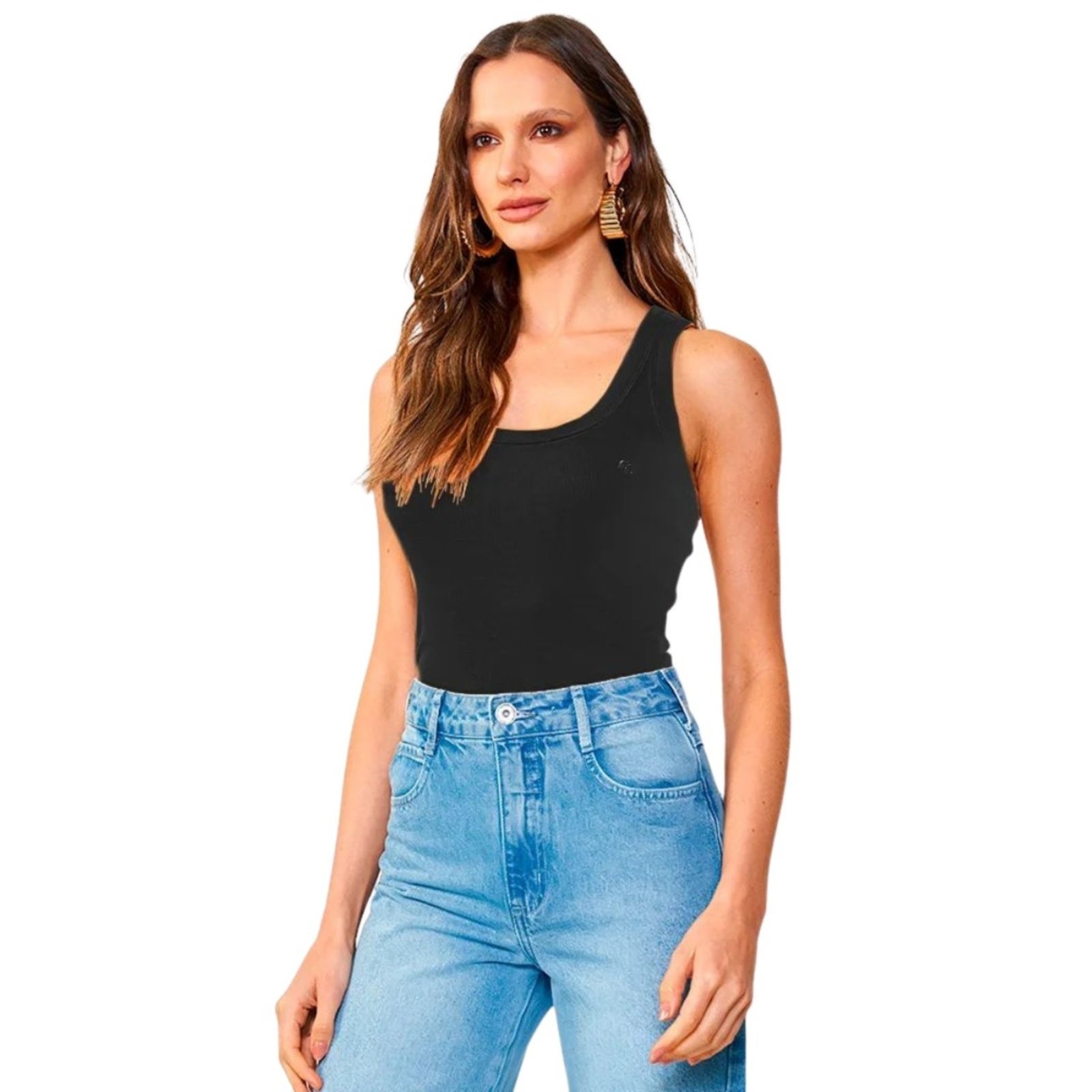 Blusa Regata Feminina Bordada Ribana Colcci