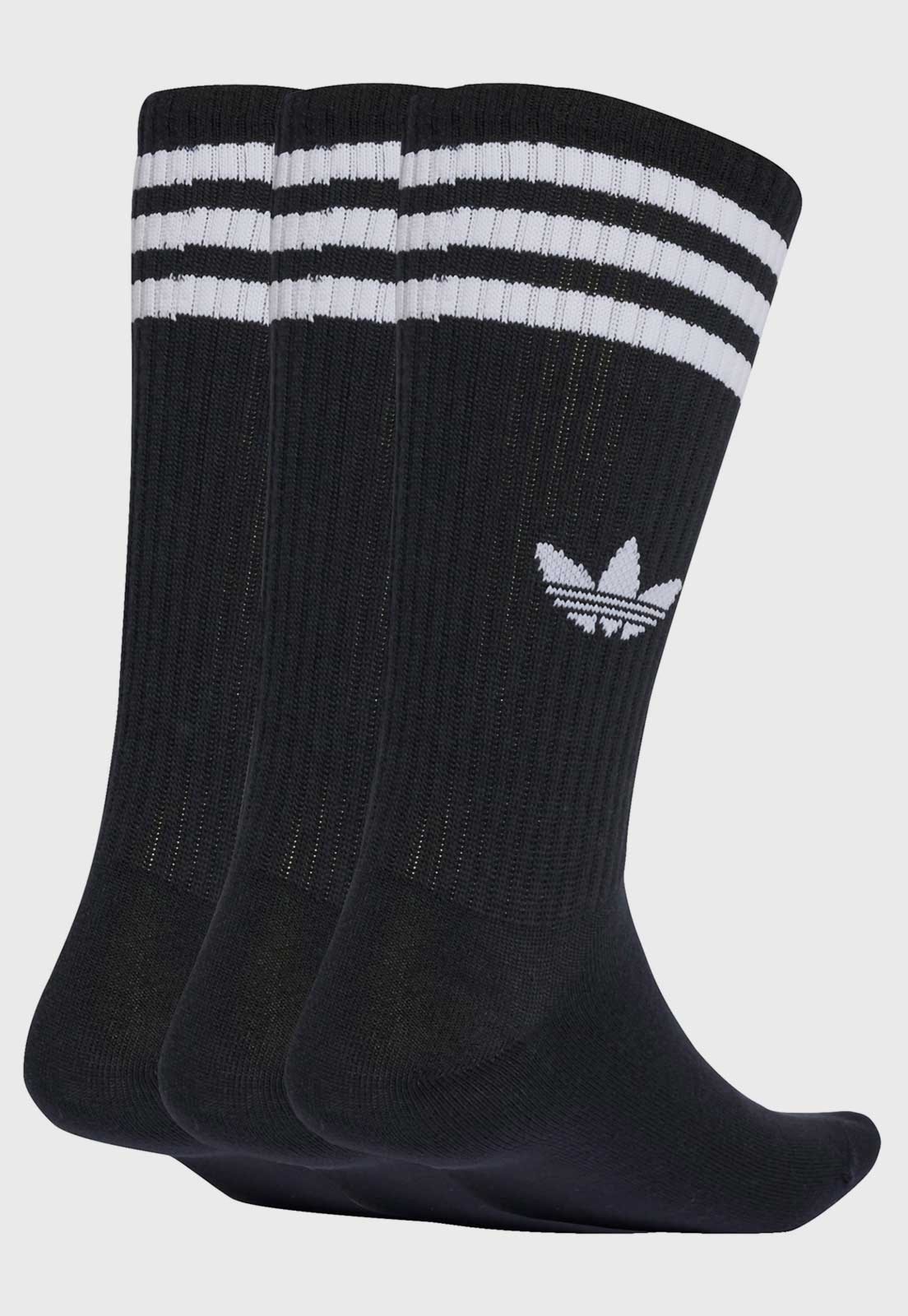 Vista 3 Kit 3 pares de Meia Unissex adidas Originals High Crew Preta preto adidas Originals preto