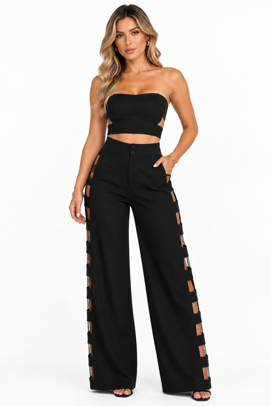 Conjunto Feminino D Bell Outlet Fashion Alfaiataria Preto