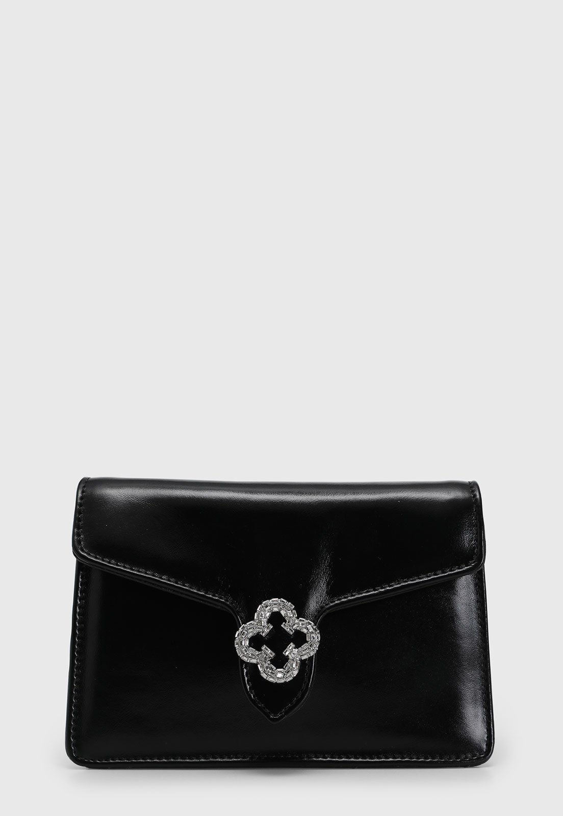 Bolsa Feminina Capodarte Alça Corrente Trevo Pedrarias Preta