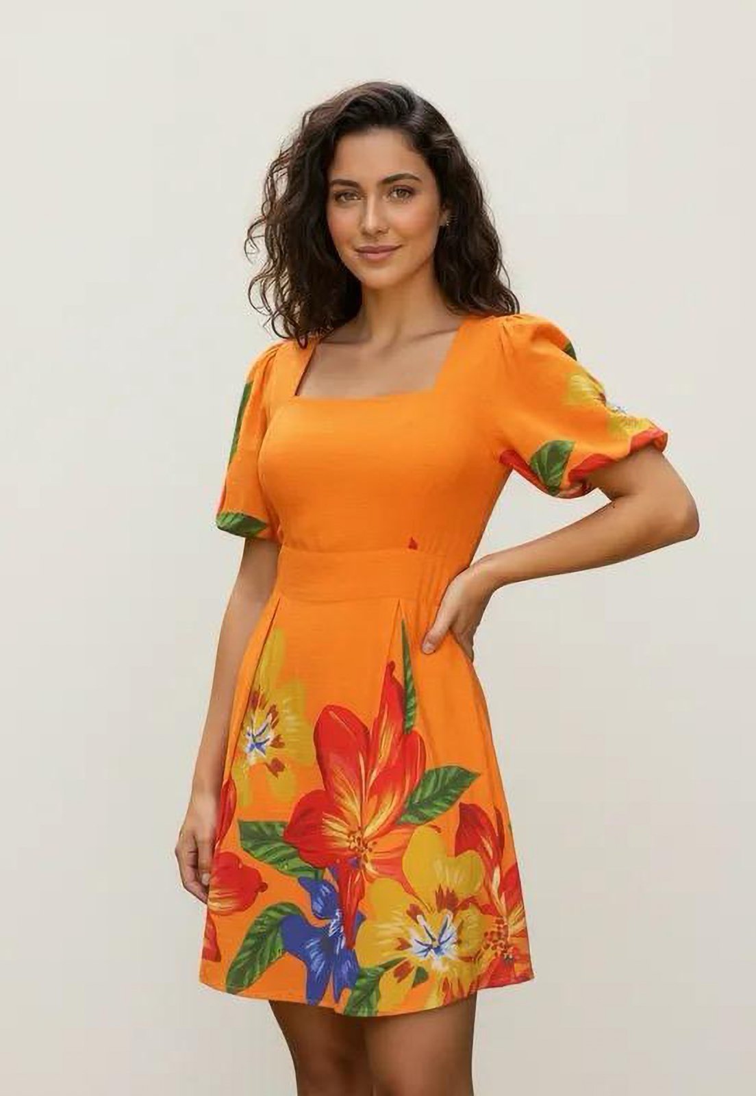 Vista 2 Vestido Amazonia Vital Curto Brisa Sol da Amazônia estampado Amazonia Vital estampado