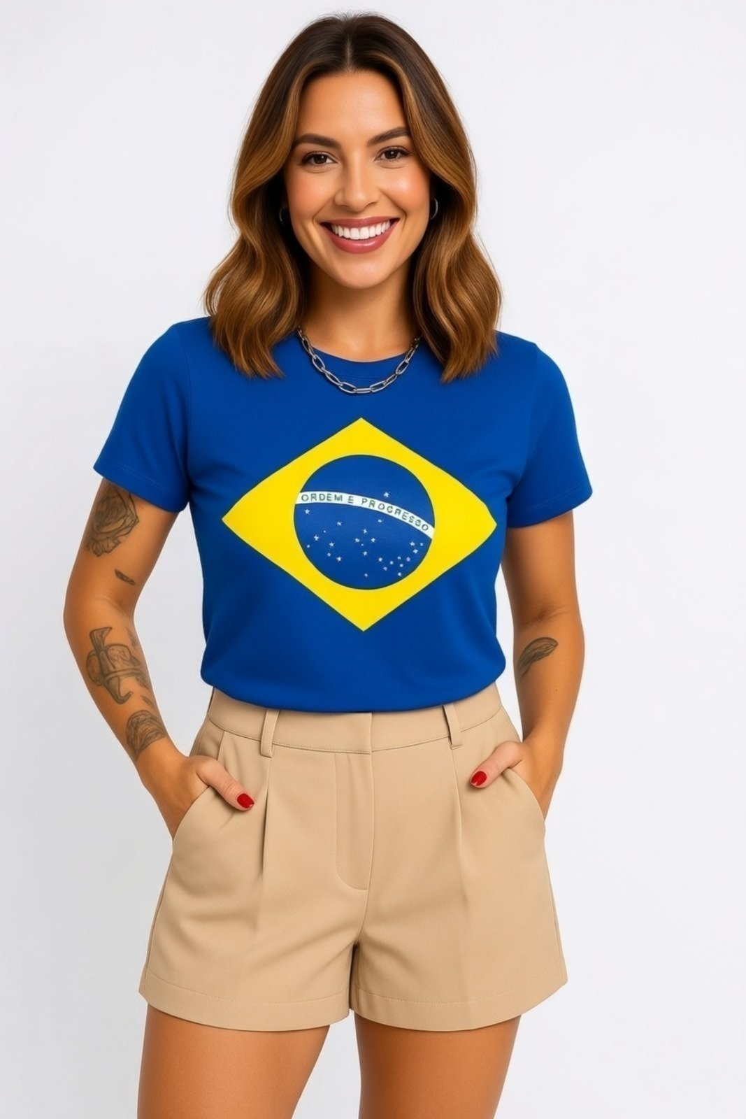 Vista 2 Camiseta D Bell Outlet Fashion Bandeira Do Brasil azul D BELL OUTLET FASHION azul