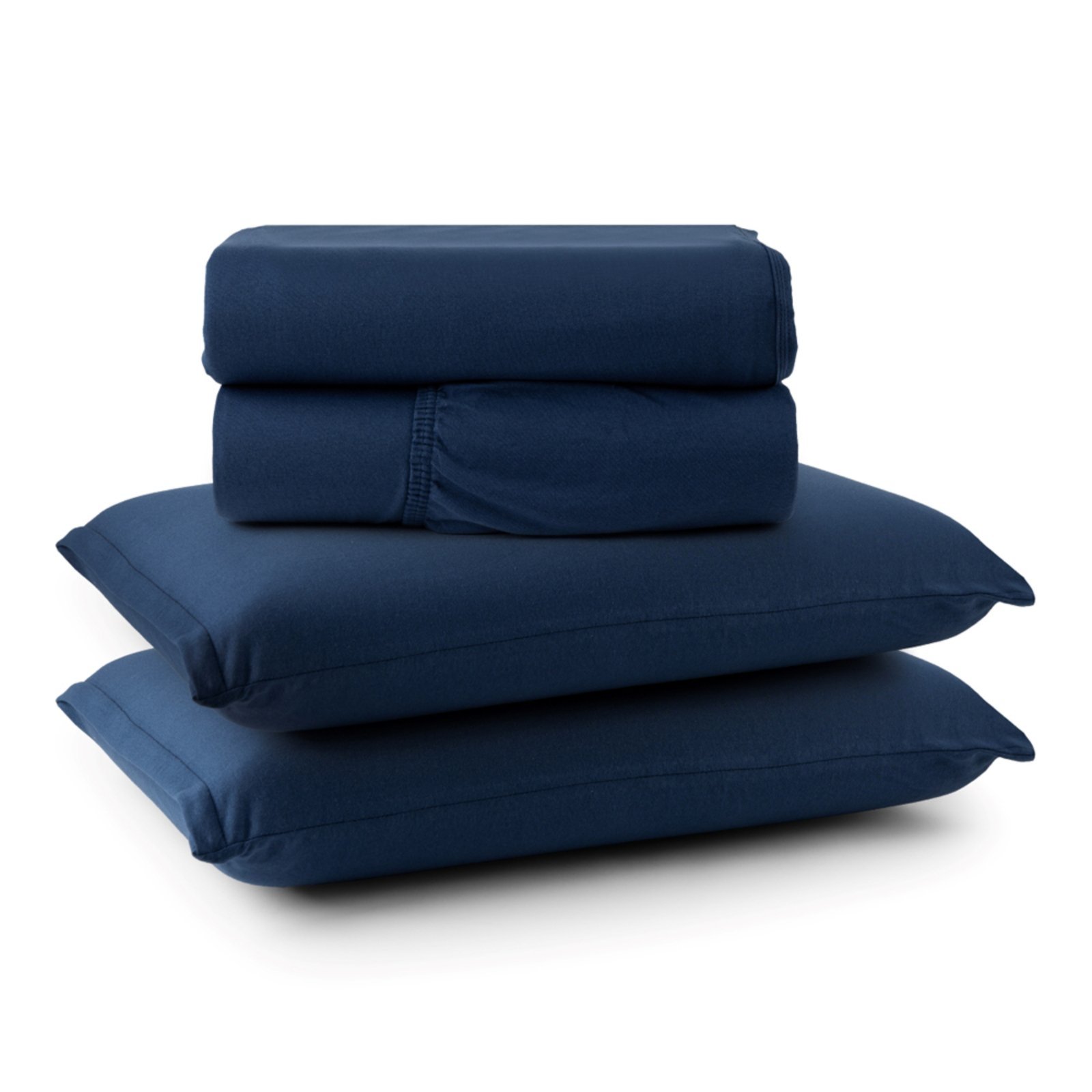 Jogo Cama Lençol Casa Scarpa Sonnet Queen Malha Lisa Algodão Macio 4 Peças - Azul Marinho